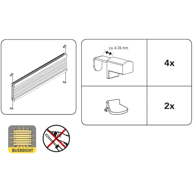 GARDINIA Plissee »Easyfix Plissee Cara«, Lichtschutz, ohne Bohren, verspannt,  inkl. dezenter Abdeckleiste (Staubschutz) auf Rechnung | BAUR