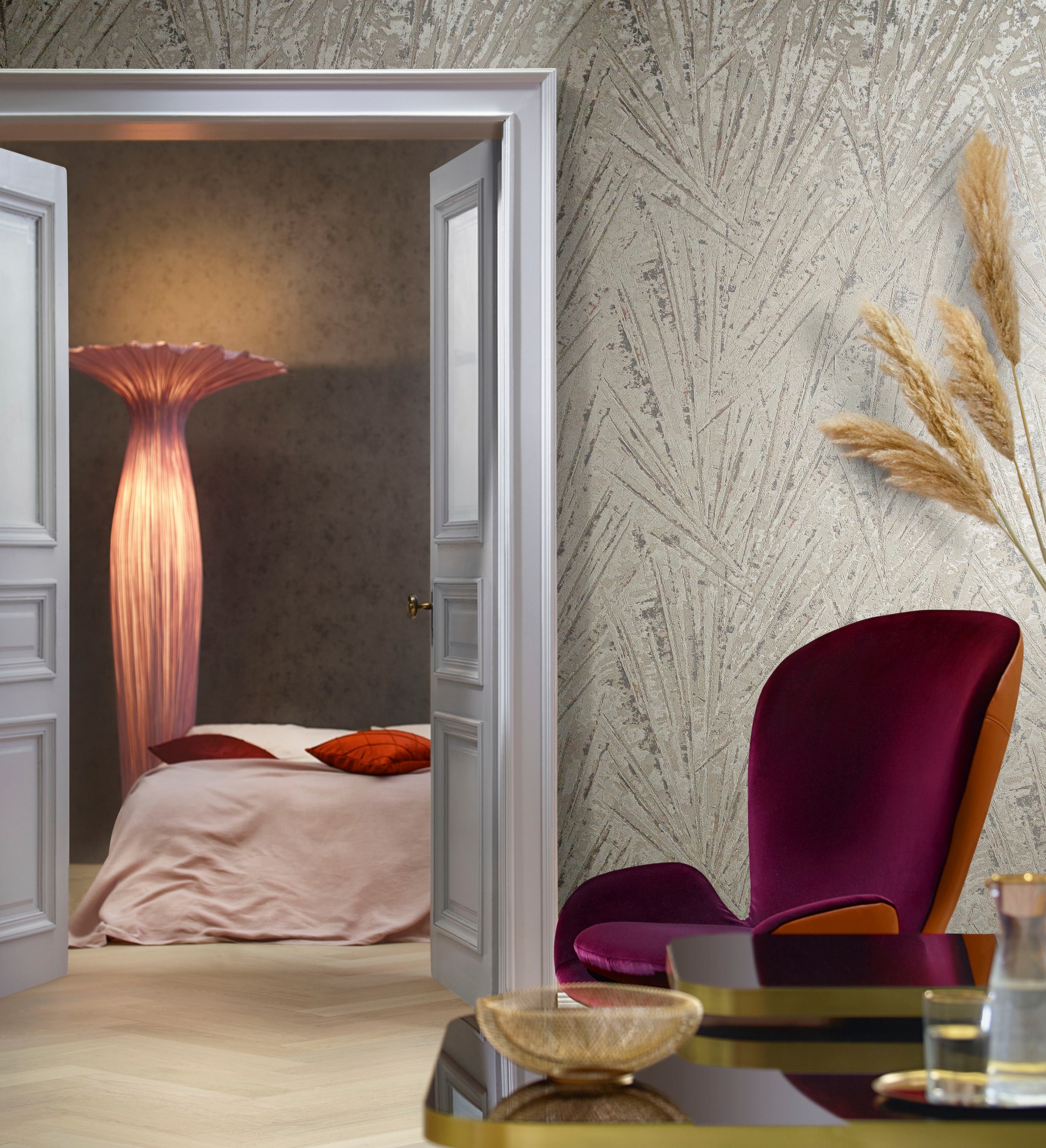 Marburg "Palm" Kunst Motiv glänzend geprägt Kunst moderne Tapete für Wohnzimmer Schlafzimmer Küche