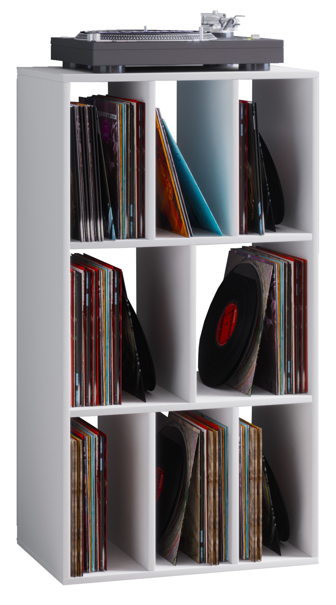 Standregal VCM, B:60cm T:40cmweiß, Wohnzimmer, Regale, "Schallplattenregal Raumteiler LP Schaltino"