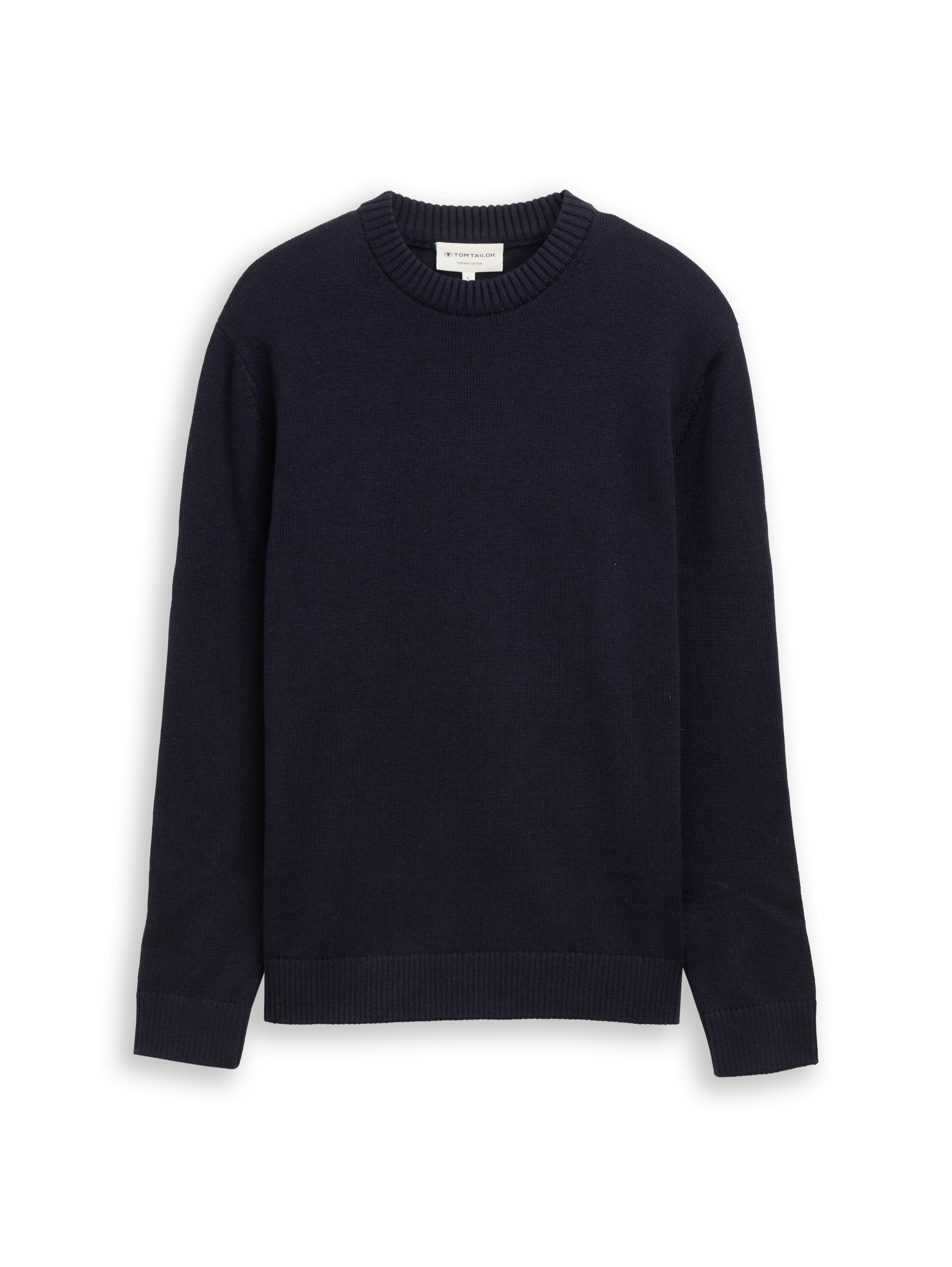 TOM TAILOR Strickpullover mit Rundhals / Baumwolle