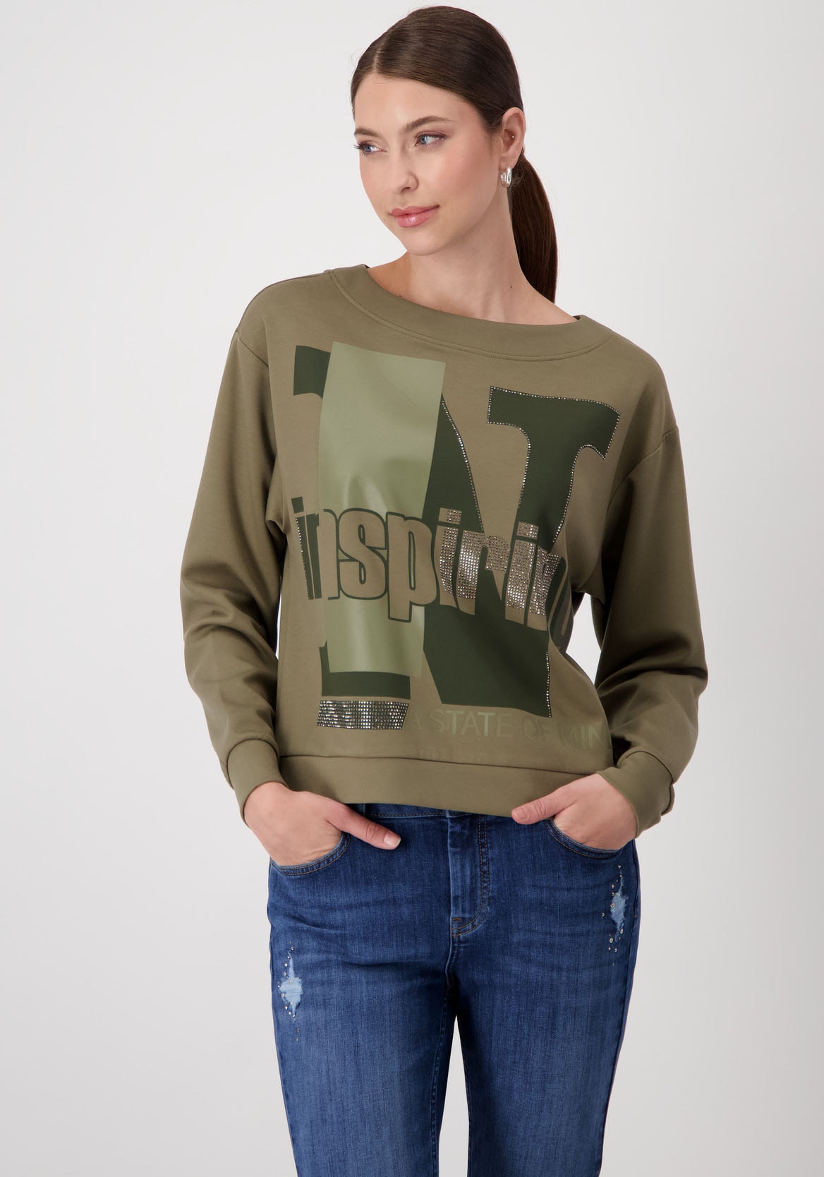 Monari Sweatshirt, mit Folienglanzschrift günstig online kaufen