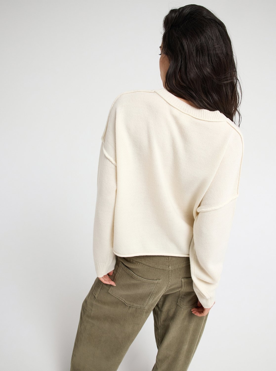 Roxy Rundhalspullover »SOMETHING CUTE« mit Rollsaum, Langarm, unifarbenes Design