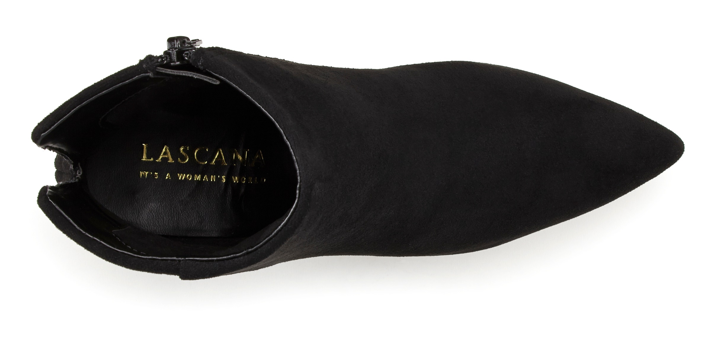 High-Heel-Stiefelette LASCANA "Sommerstiefelette", Damen, Gr. 37, schwarz, Obermaterial: 100% Textilmaterial. Decksohle: 100% Lederimitat. Futter: 100% Textilmaterial. Laufsohle: 100% Synthetik, unifarben, Schuhe, in spitzer Form & Pfennigabsatz, Reißvers 2