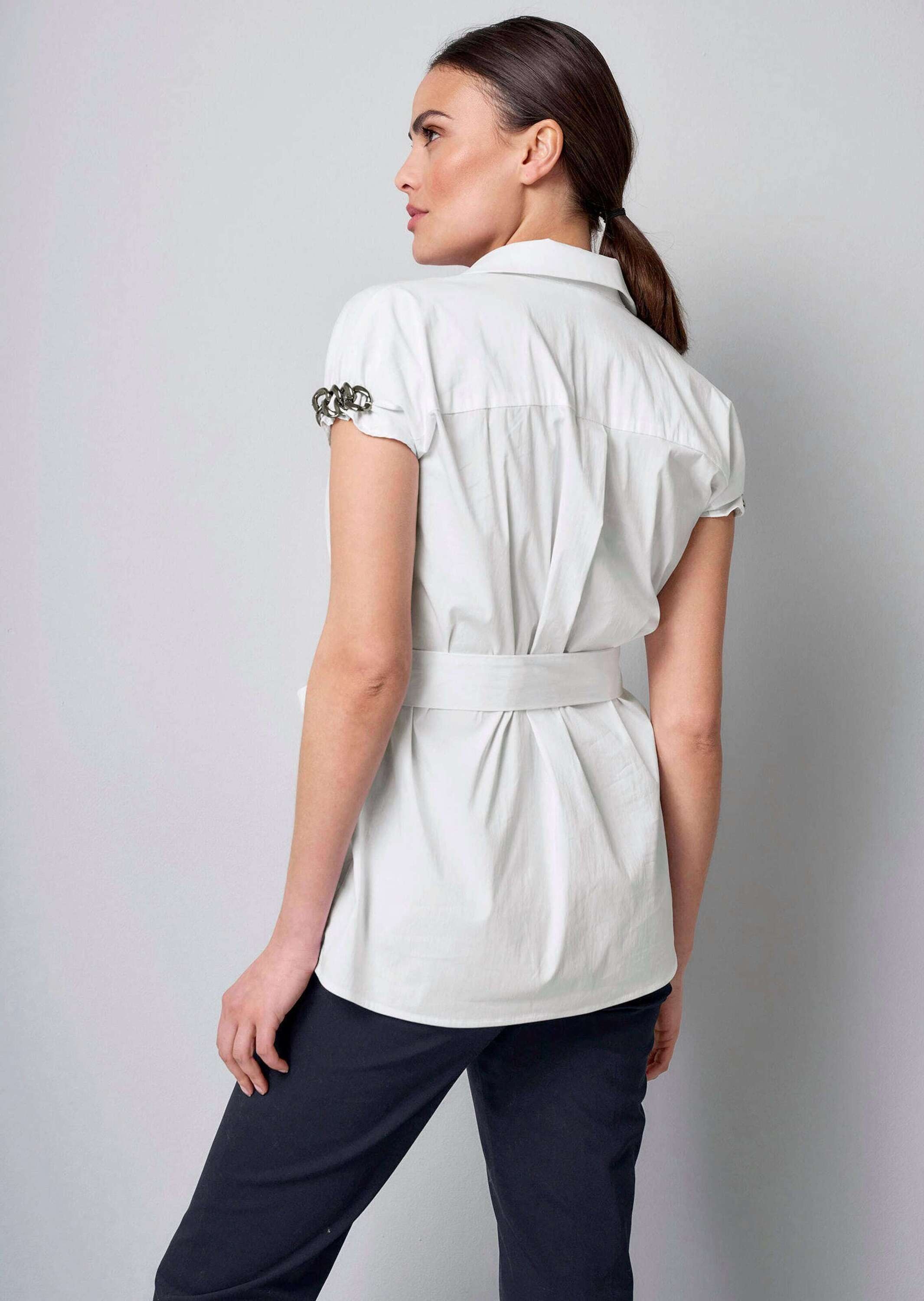 Alba Moda Schlupfbluse »Longbluse Longbluse mit Kettendetails am Arm«