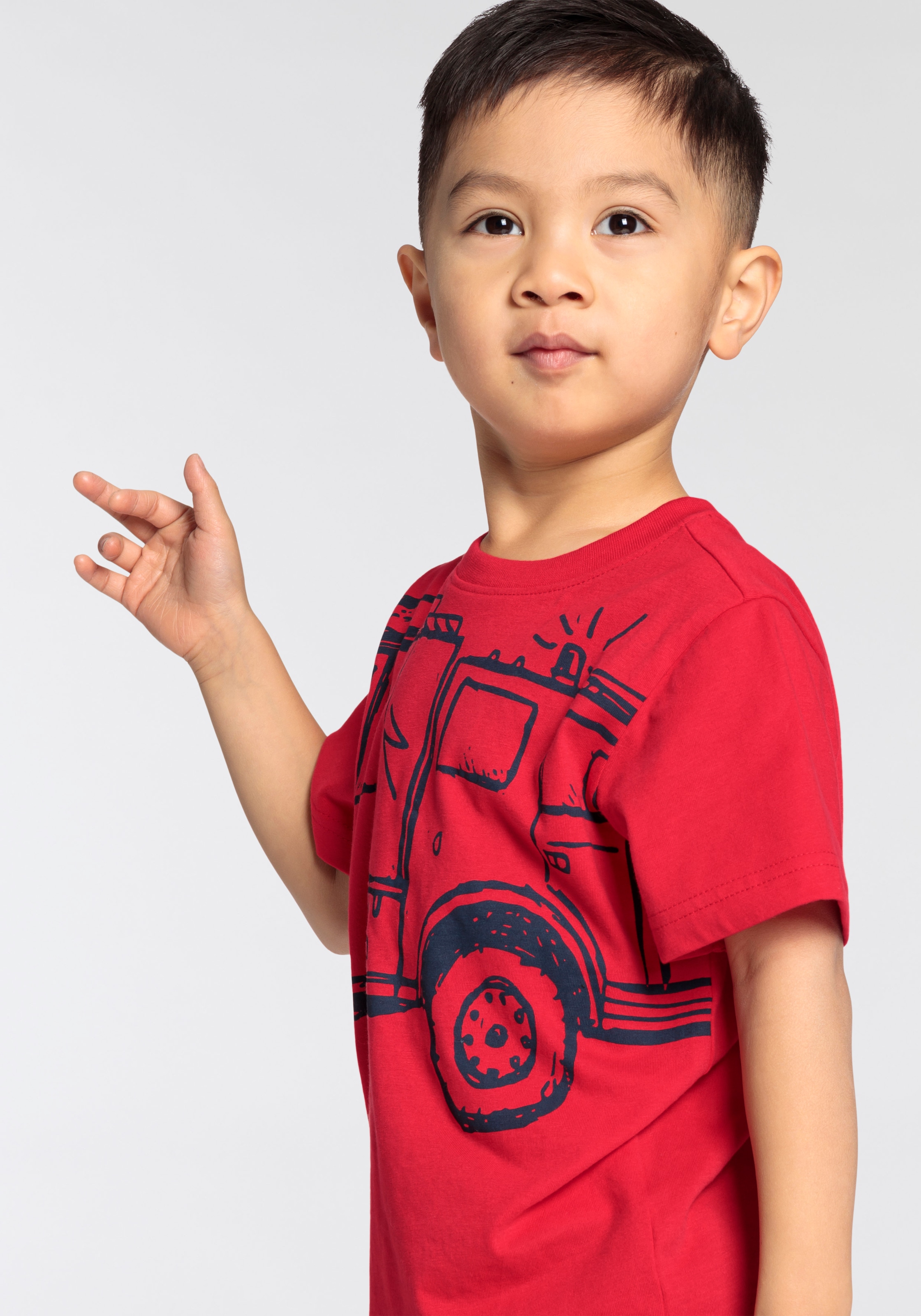 KIDSWORLD T-Shirt »FEUERWEHR«, Kurzarm, Basic-Passform, mit trendigem Druck, Rundhalsausschnitt