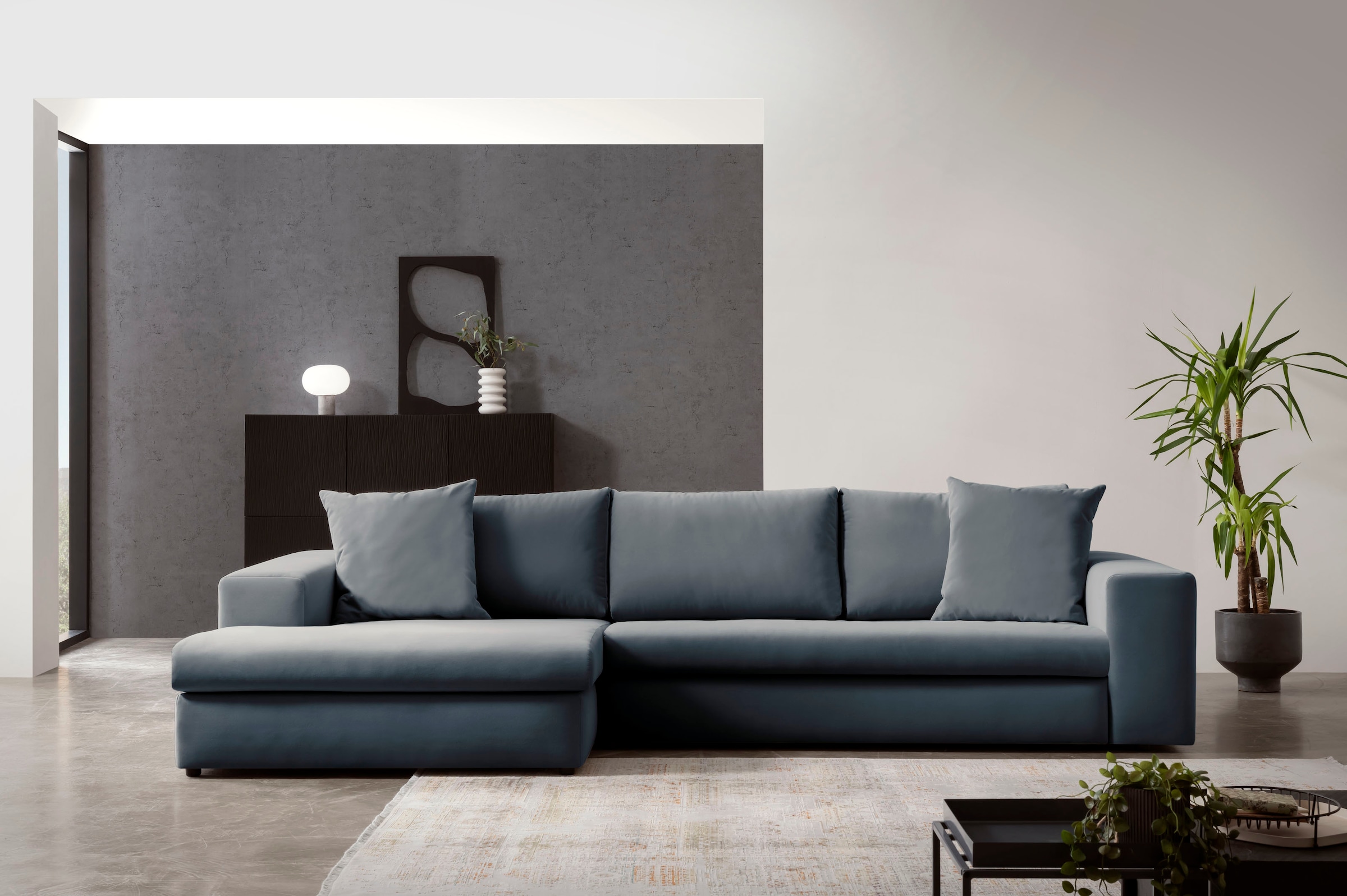 Home affaire Ecksofa "SLEETLAND XXL in Samtvelours oder Vintage-Leder-Optik günstig online kaufen