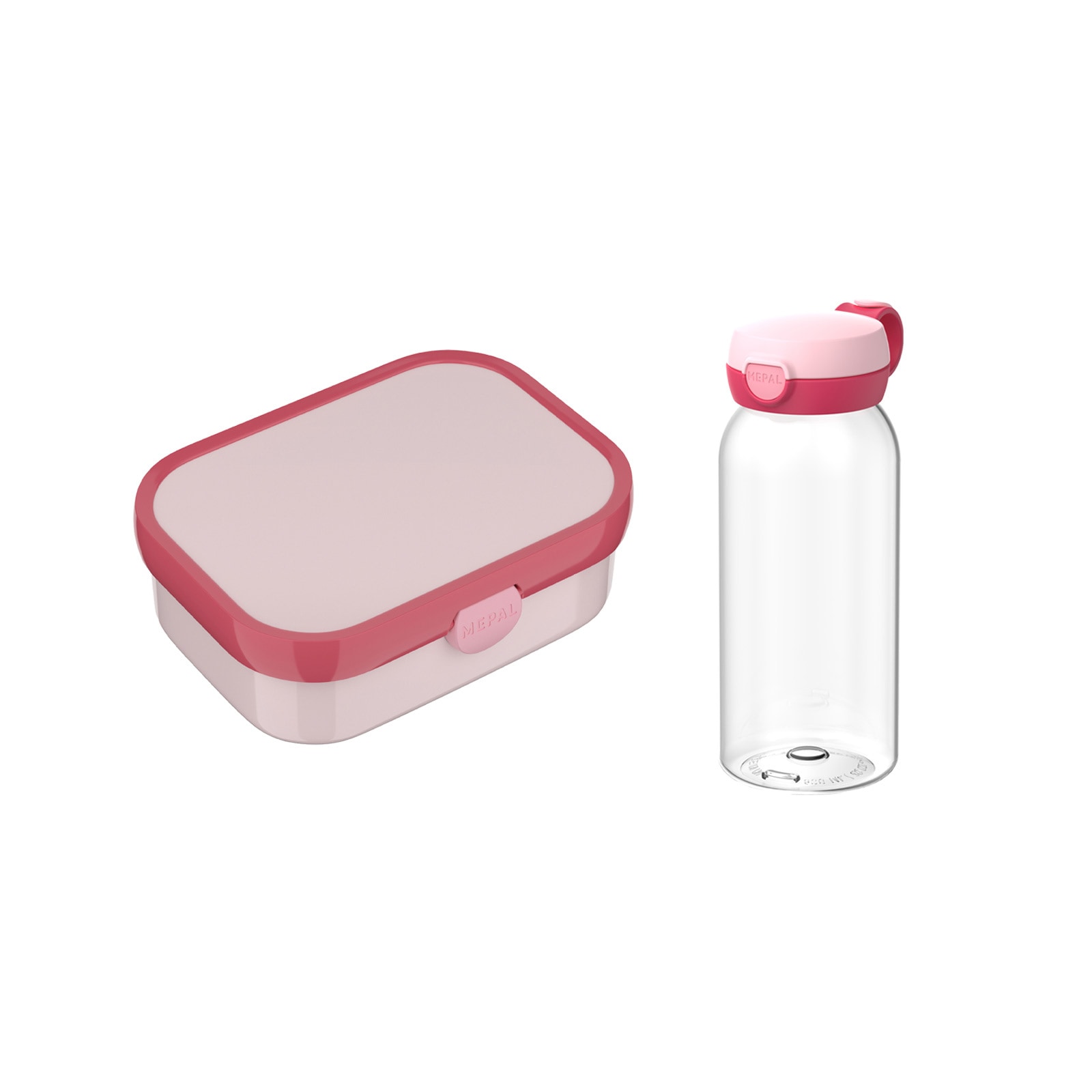 MEPAL Lunchbox "Lunchset (Flasche mit Klappdeckel) Campus 600 ml + 750 ml 2er Set", B/H/L: 10,8cm x 21,8cm x 21,8cm, rosa,
