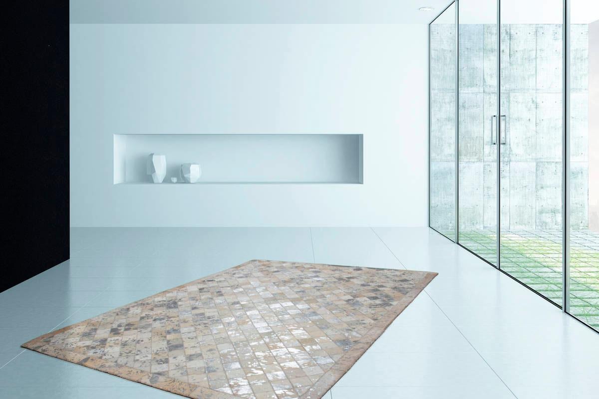 Kayoom Lederteppich »Lavish 210 - Fellteppich«, rechteckig, 8 mm Höhe, 100% Rindsleder, Patchwork-Dessin, Wohnzimmer