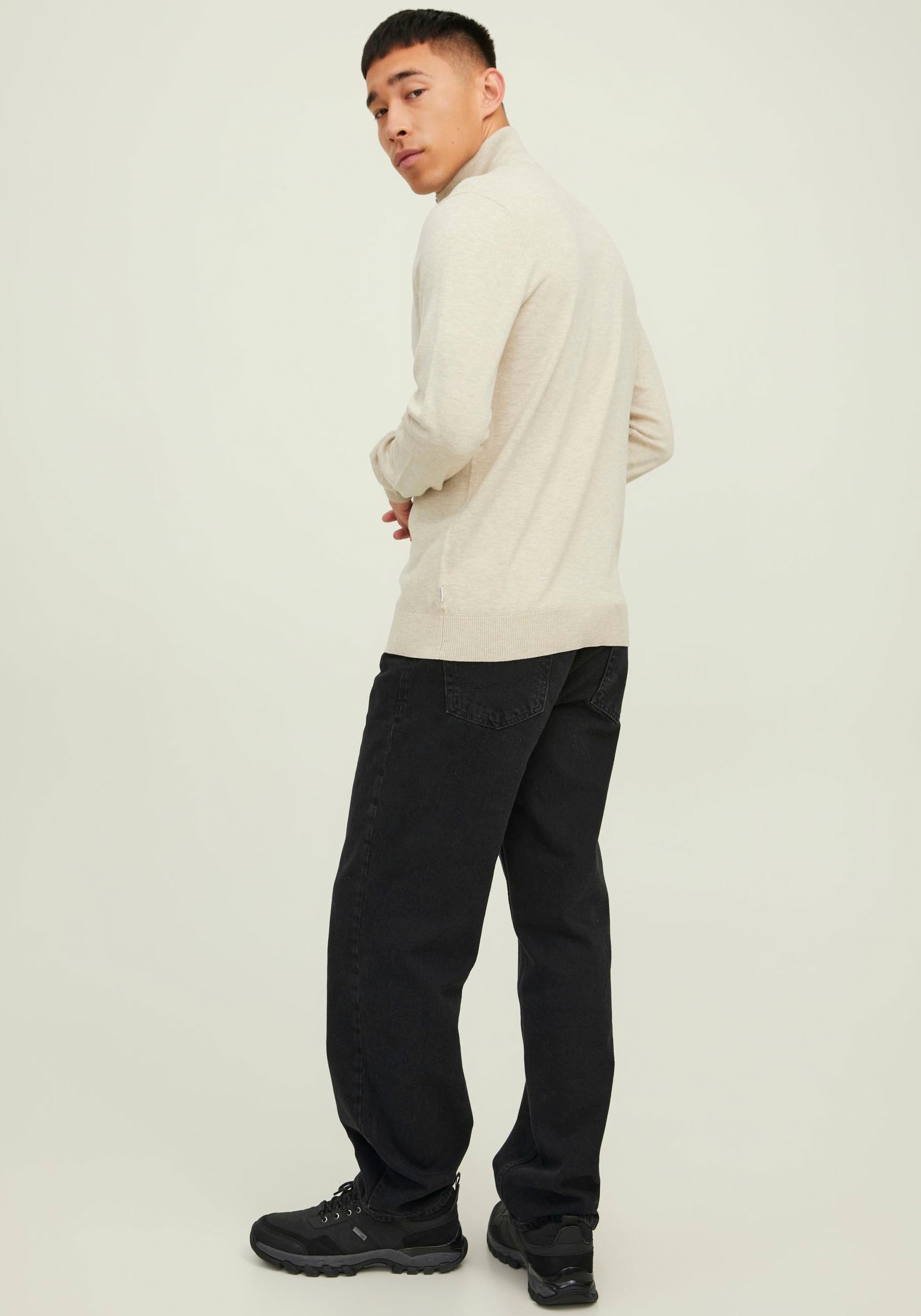 Jack & Jones Strickpullover »EMIL KNIT HALF ZIP«, mit kurzem Reißverschluss im Troyer-Look