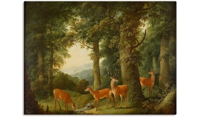 Leinwandbild »Waldlandschaft mit Rotwild. Um 1760/70«, Wald, (1 St.)