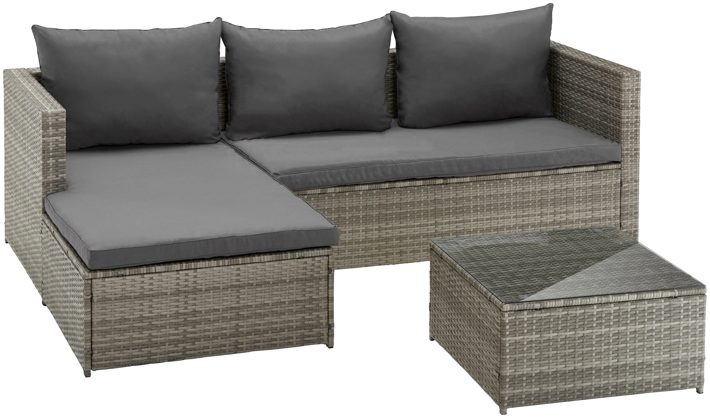 KONIFERA Gartenlounge-Set »Phoenix«, (8 tlg.), Ecklounge, Tisch 61x61 cm, Polyrattan