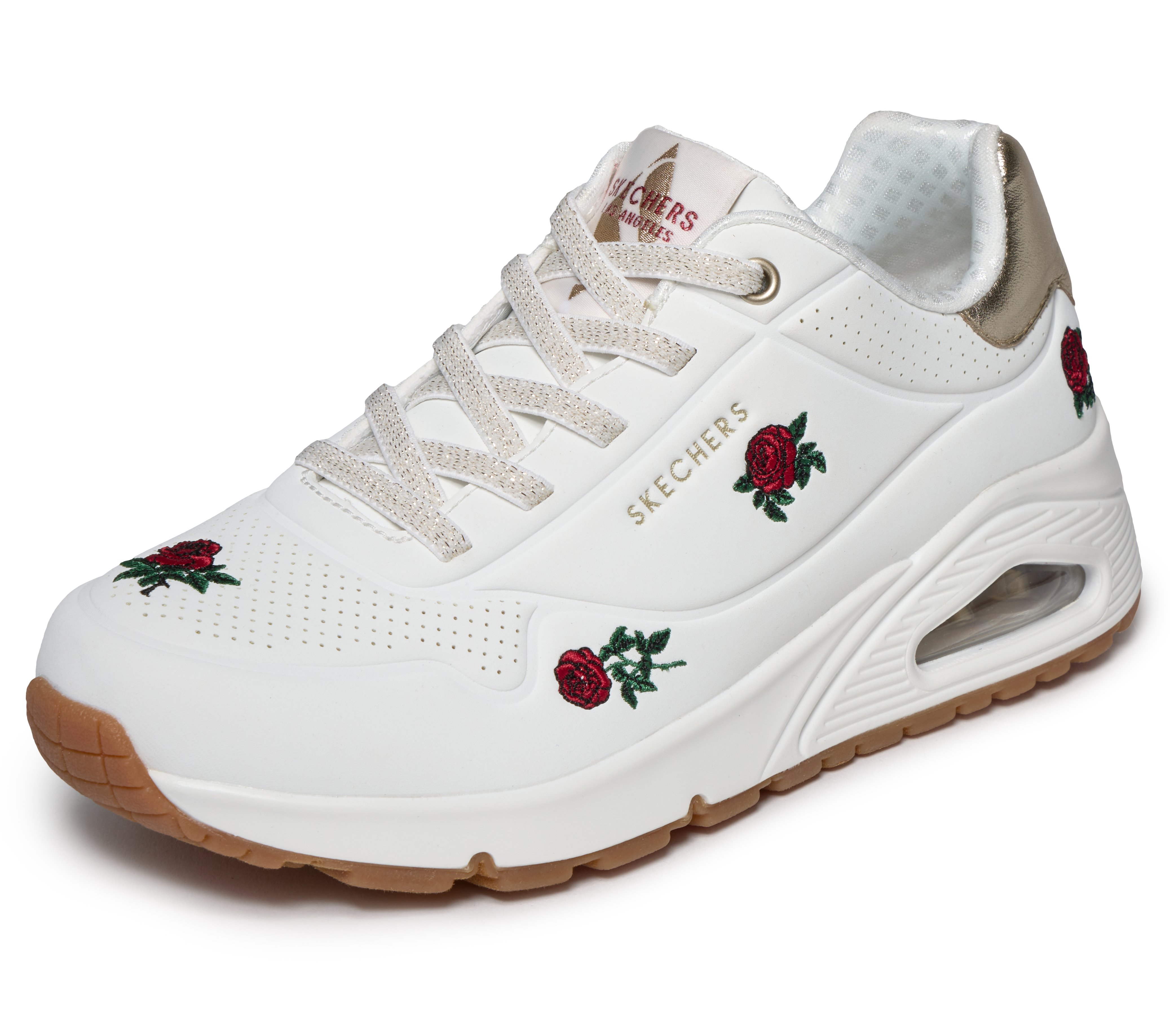 Skechers Sneaker "UNO-CHAMPAGNE & ROSES" Freizeitsneaker, Halbschuh mit Rosen-Stickerei