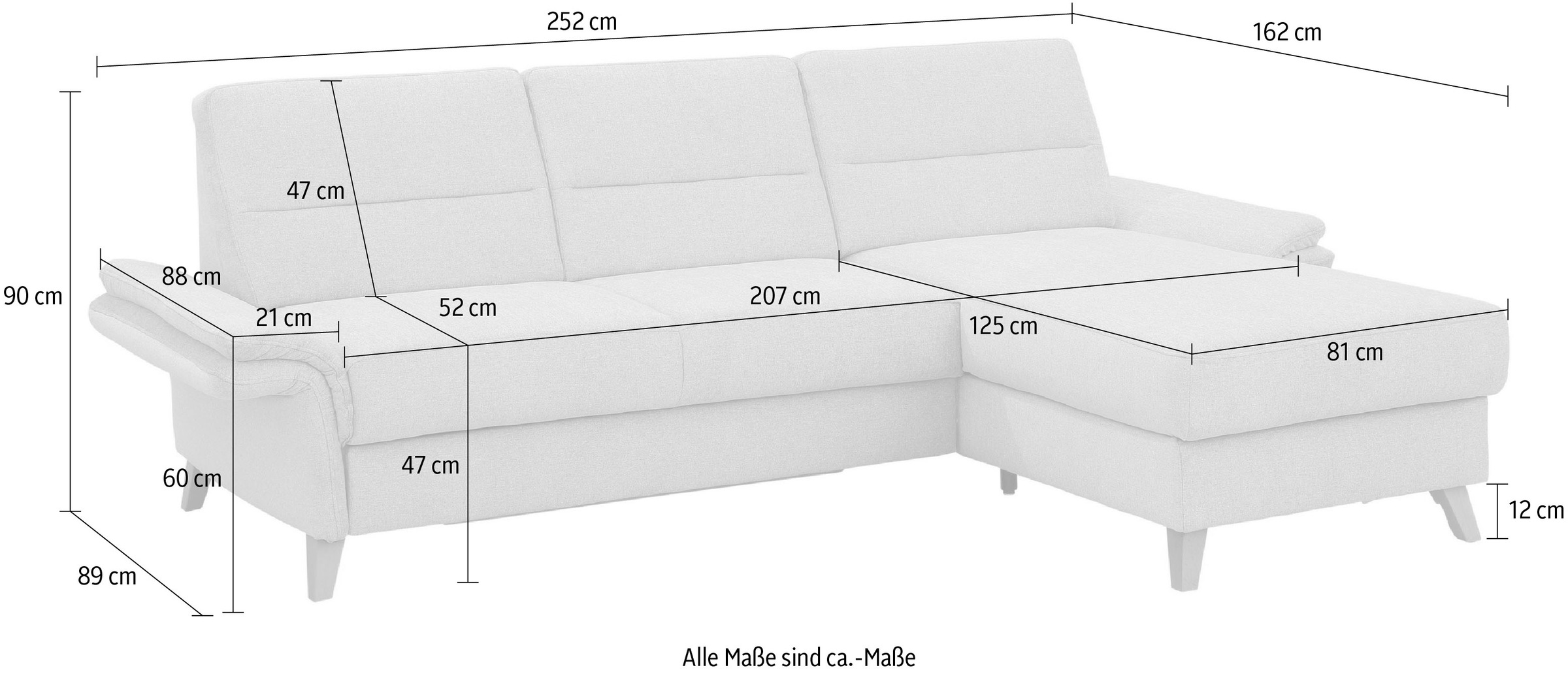 Home affaire Ecksofa »Westerland L-Form«, Federkern-Polsterung, wahlweise mit Bettfunktion, Bettkasten