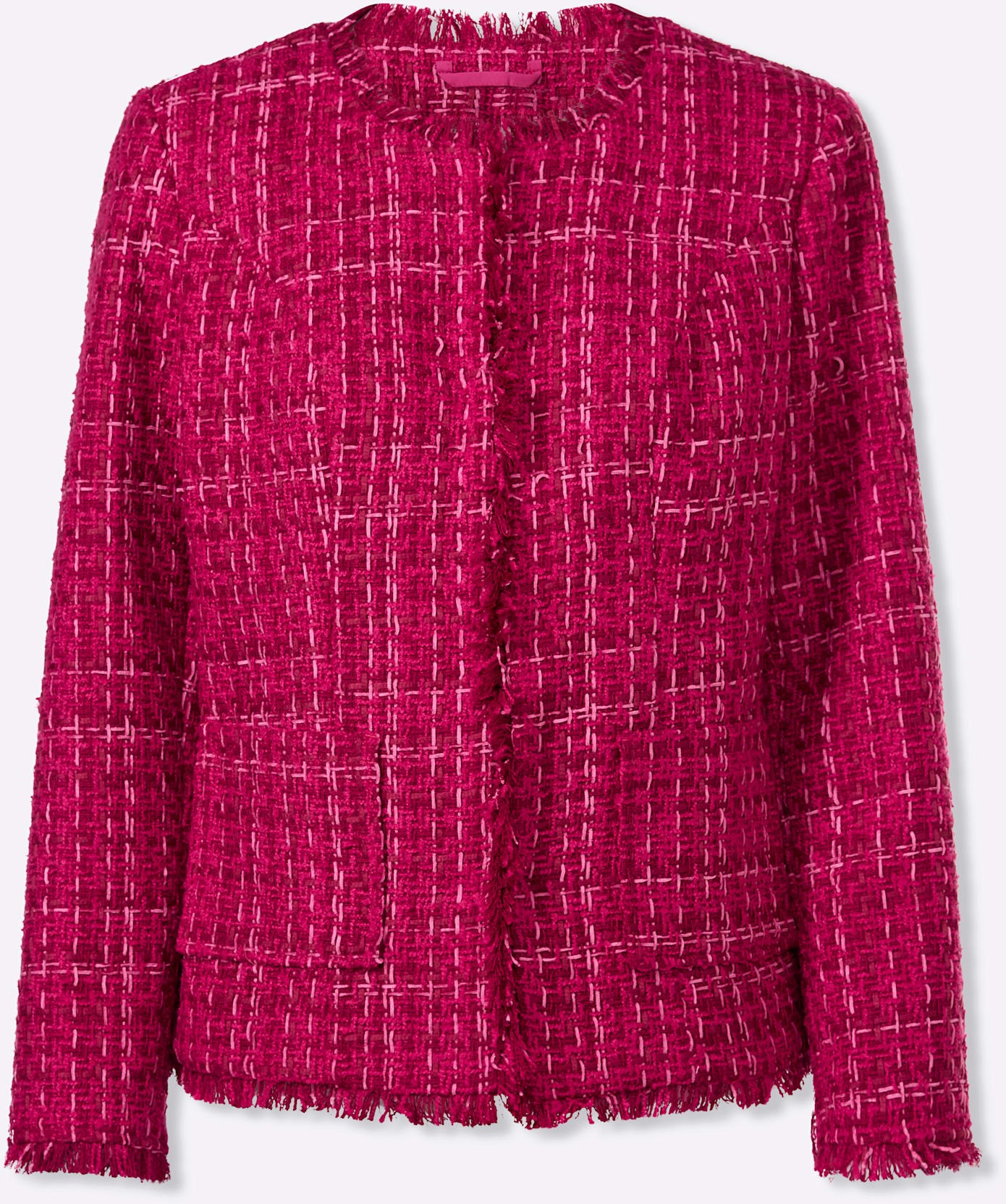 Jackenblazer HEINE "Bouclé-Blazer", Damen, Gr. 38, fuchsia, rot, meliert, 100% Polyester, Blazer 3