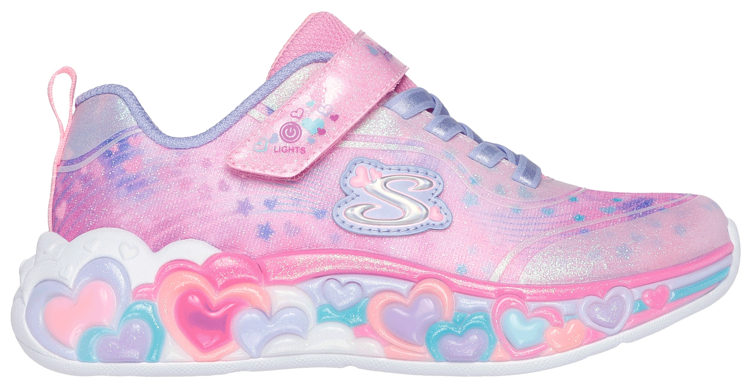 Skechers Sneaker »ETERNAL HEART LIGHTS«, Blink,-Klettschuh mit Herz-Applikation, Größenschablone zum Download