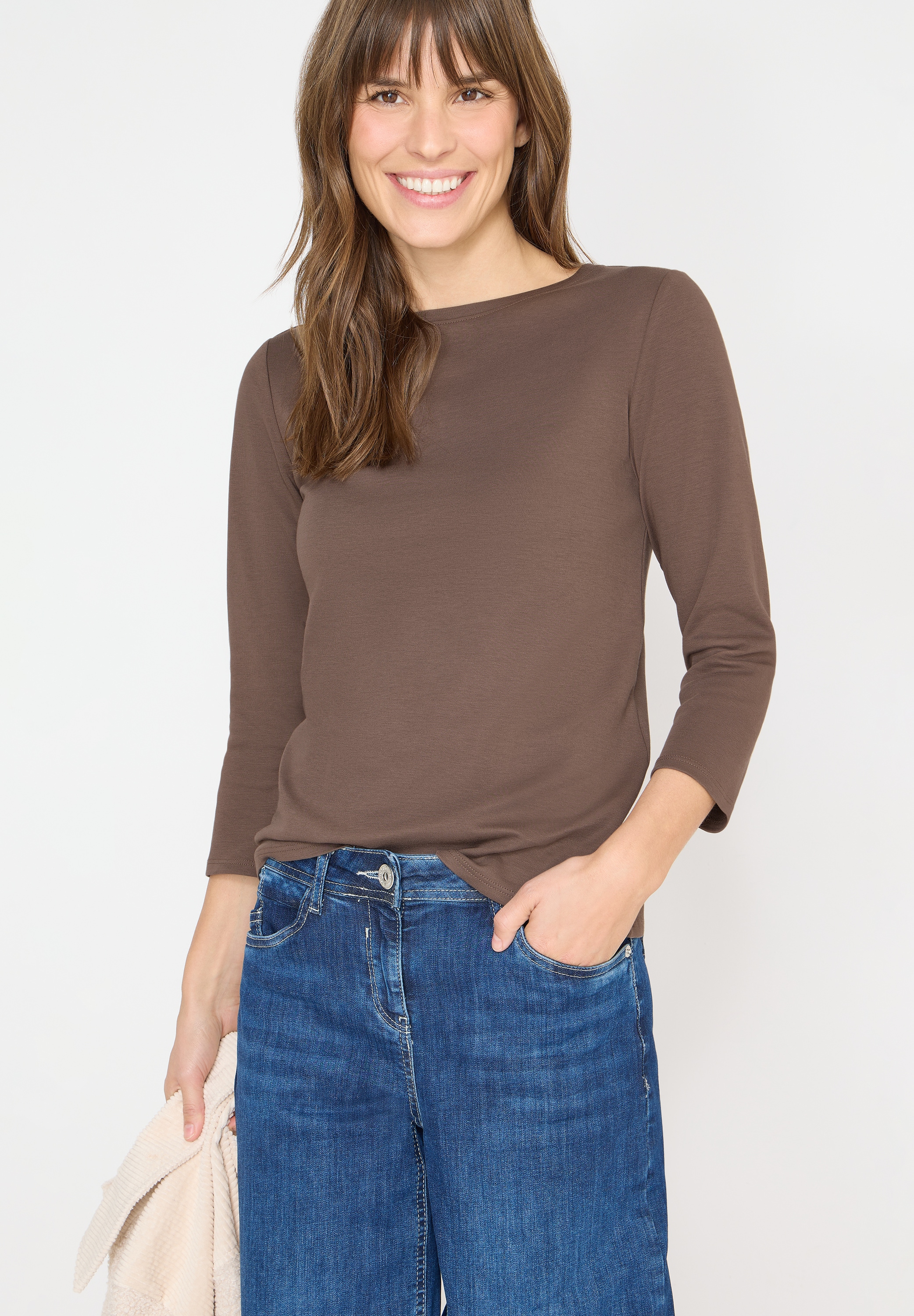 Cecil 3/4-Arm-Shirt "Basic Boatneck" mit U-Boot-Ausschnitt, unifarben günstig online kaufen
