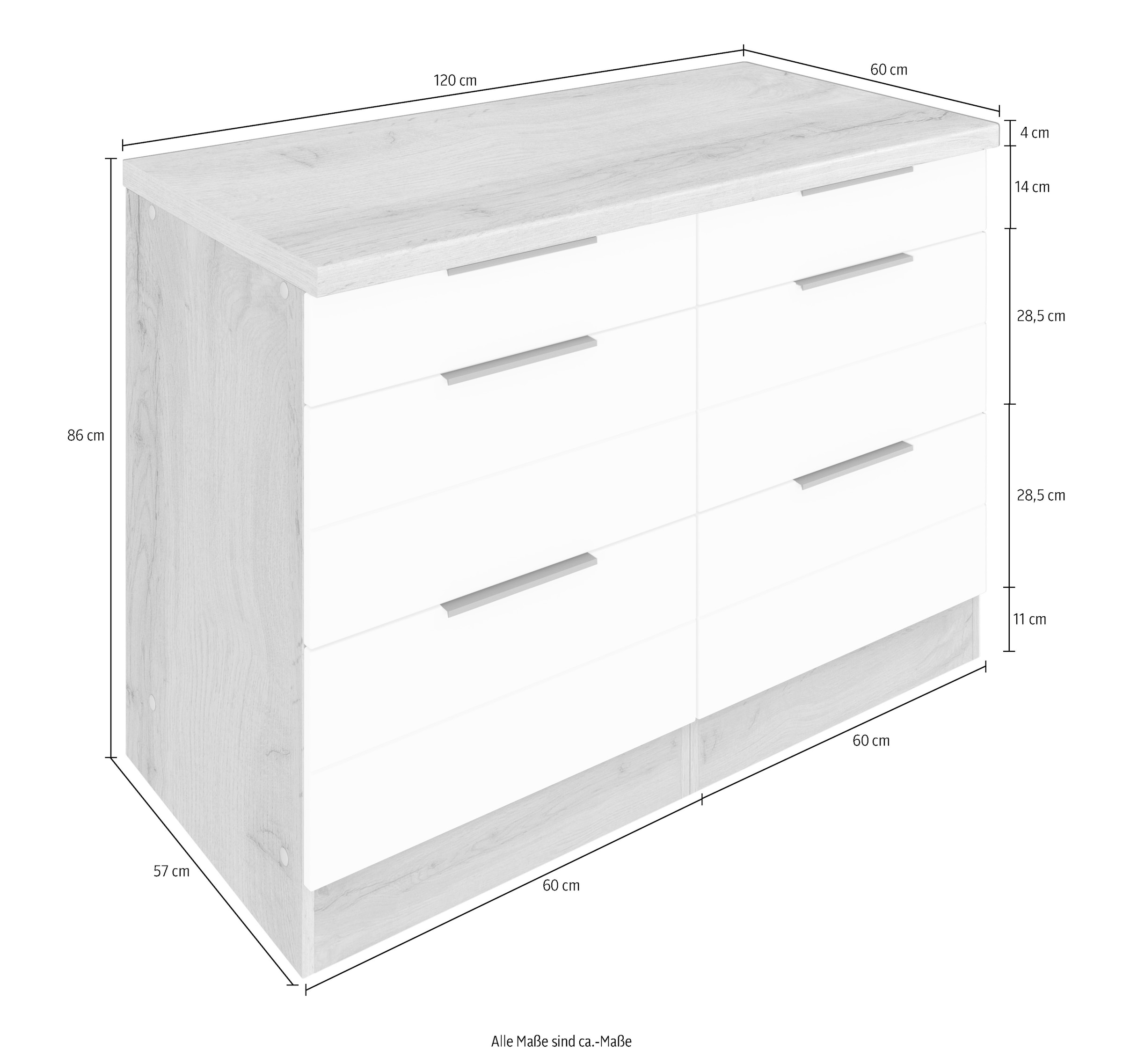 HELD MÖBEL Unterschrank »Luhe«, 120 cm breit, für viel Stauraum,  MDF-Fronten mit waagerechter Lisene kaufen | BAUR