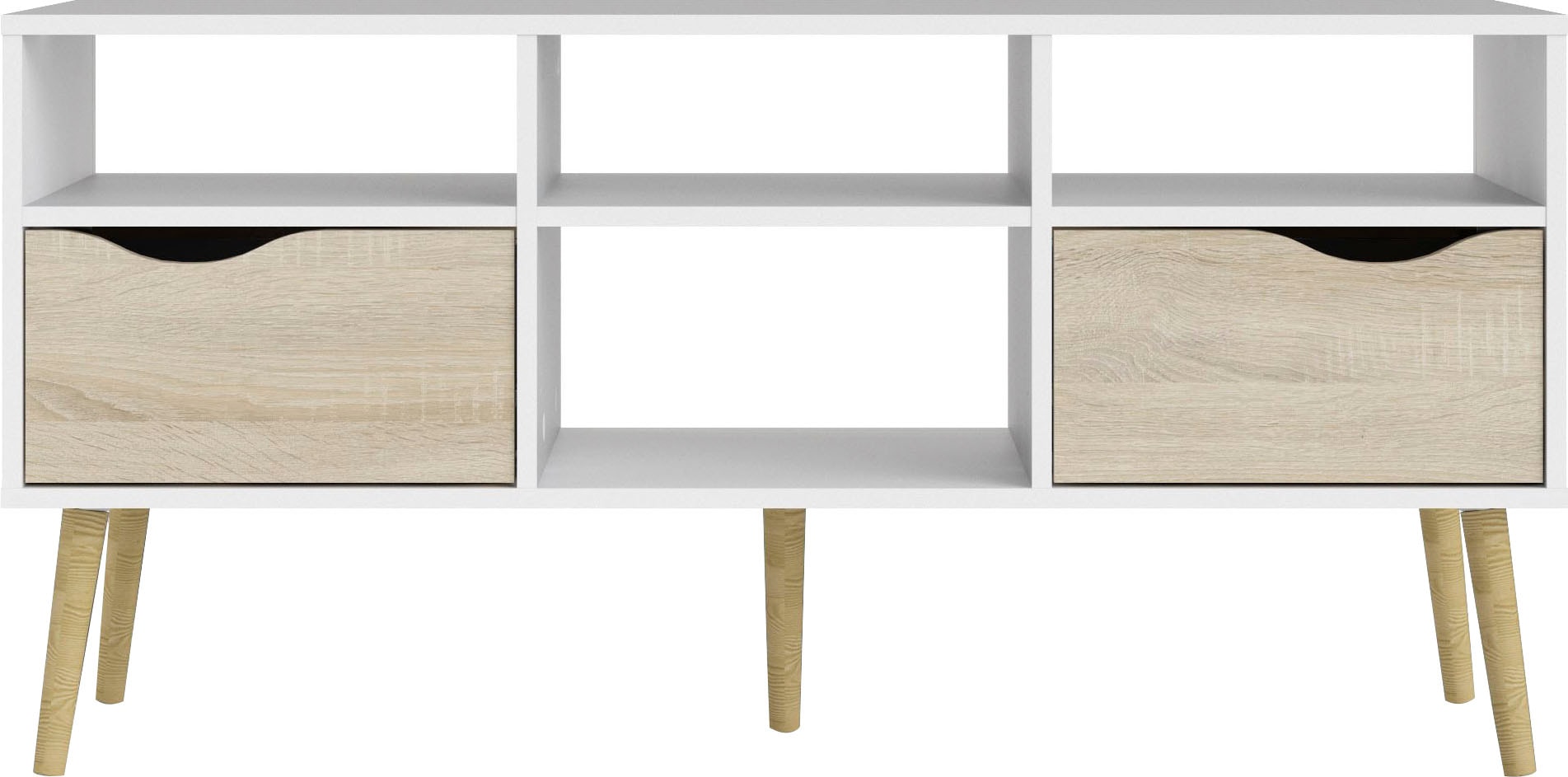 Home affaire TV-Board "Oslo, TV-Möbel, Fernsehtisch, TV-Unit, Media-Möbel," TV-Kommode mit 2 Schubladen,4 Fächern, Breite 117 cm, Höhe 57 cm