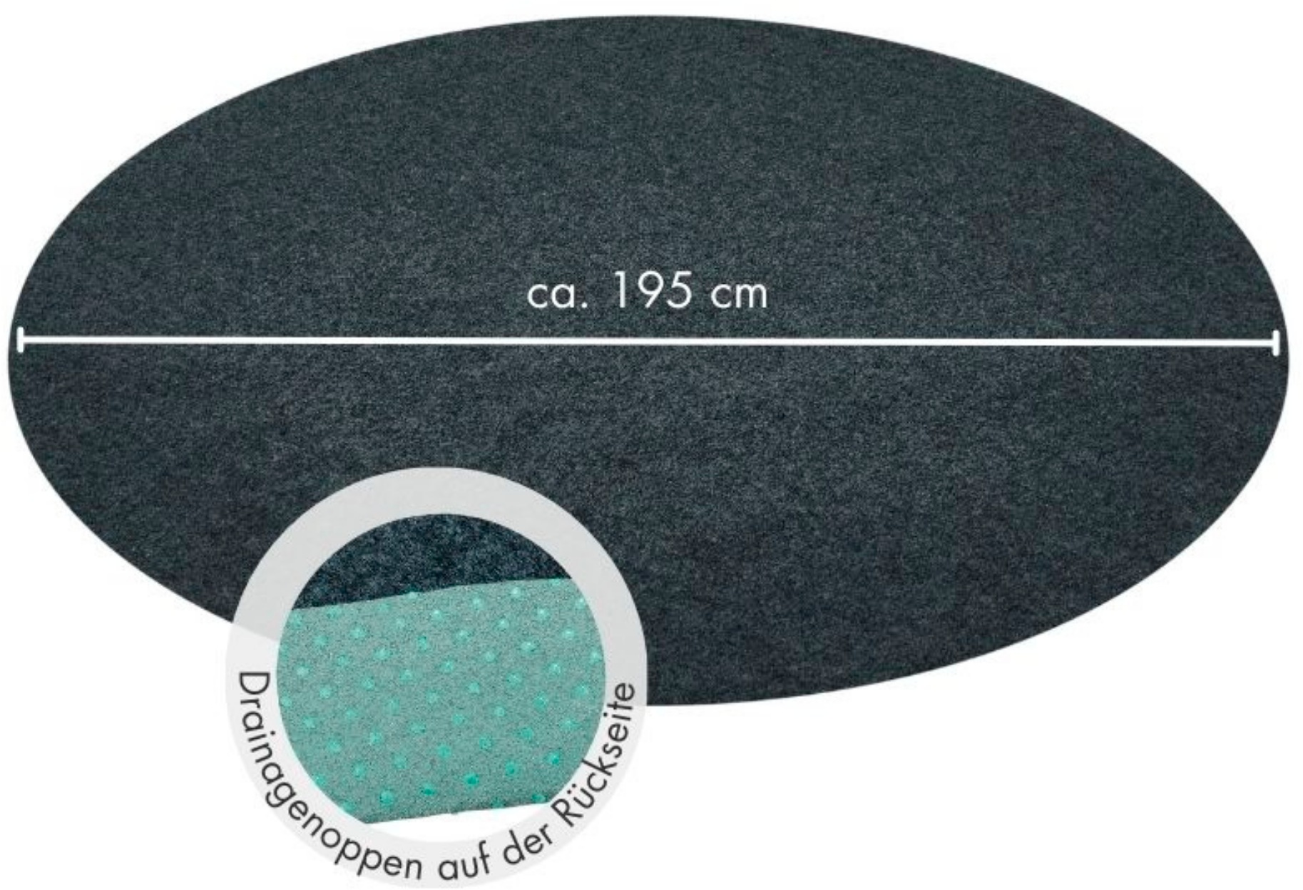 Andiamo Kunstrasen »Field, Made in Belgium«, rund, 4 mm Höhe, Rasenteppich aus Nadelfilz, mit Noppen, für Balkon & Terrasse
