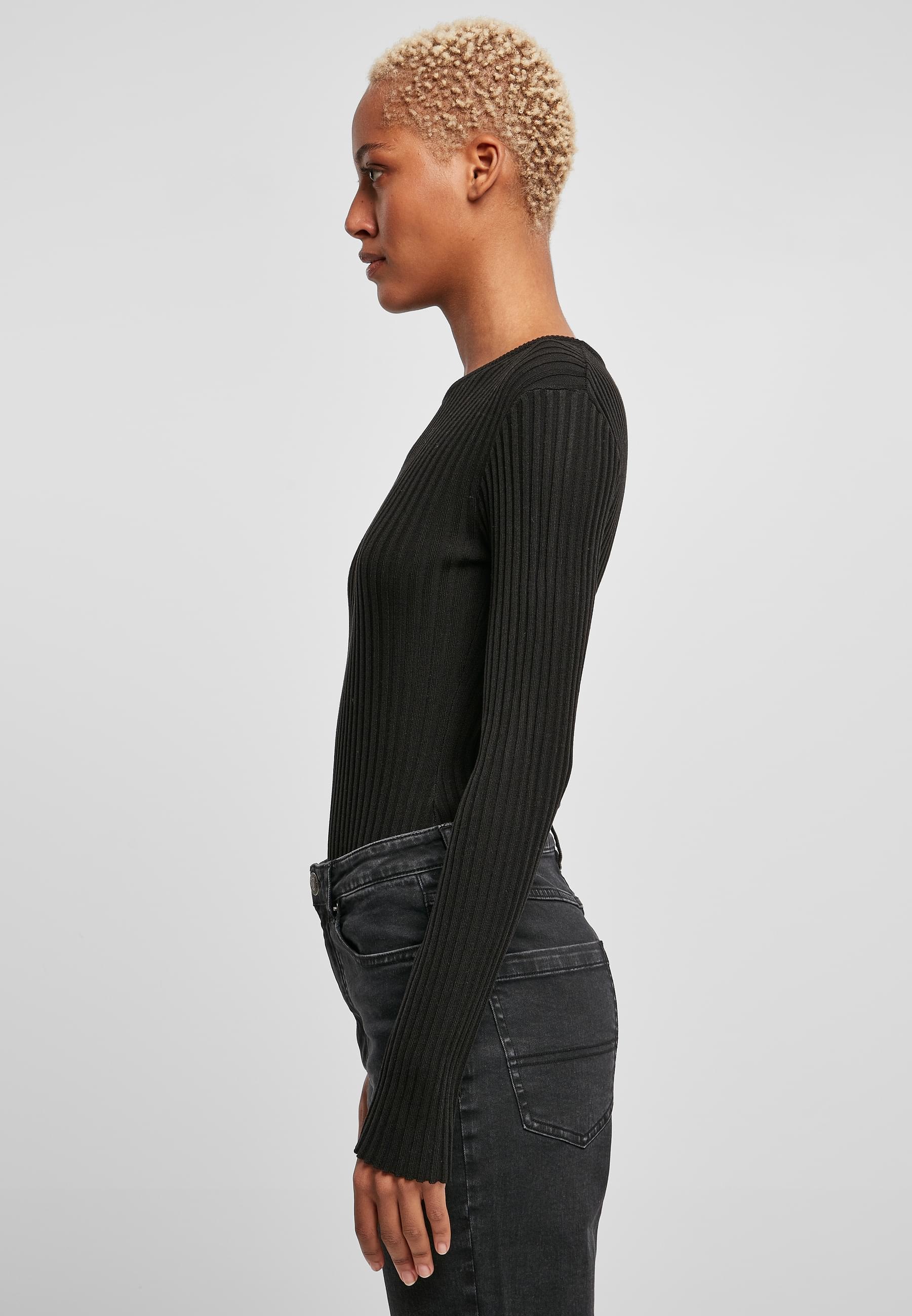 URBAN CLASSICS Longsleeve »Urban Classics Damen Ladies Rib Knit Longsleeve Body«, (1 tlg.)