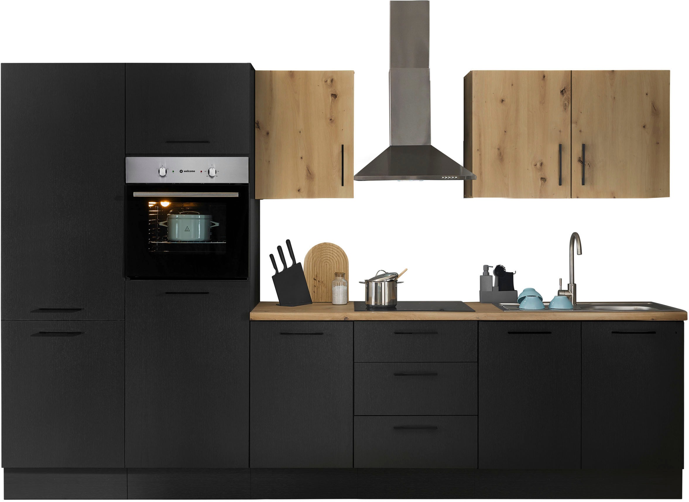 BASIC by Balculina Küchenzeile »Turin«, Breite 330 cm, wahlweise mit E-Geräten