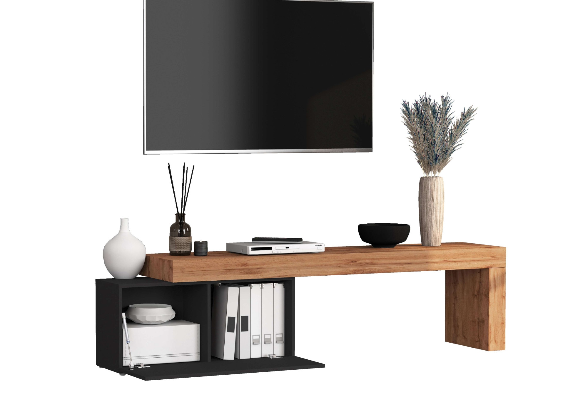 INOSIGN Lowboard »Chronos TV-Board, TV-Schrank«, (1 St., Breite verstellbar von 180 bis 260 cm), Breite 220 cm TV-Board,Lowboard,1 Klappe und ein L-Förmiger Aufsatz