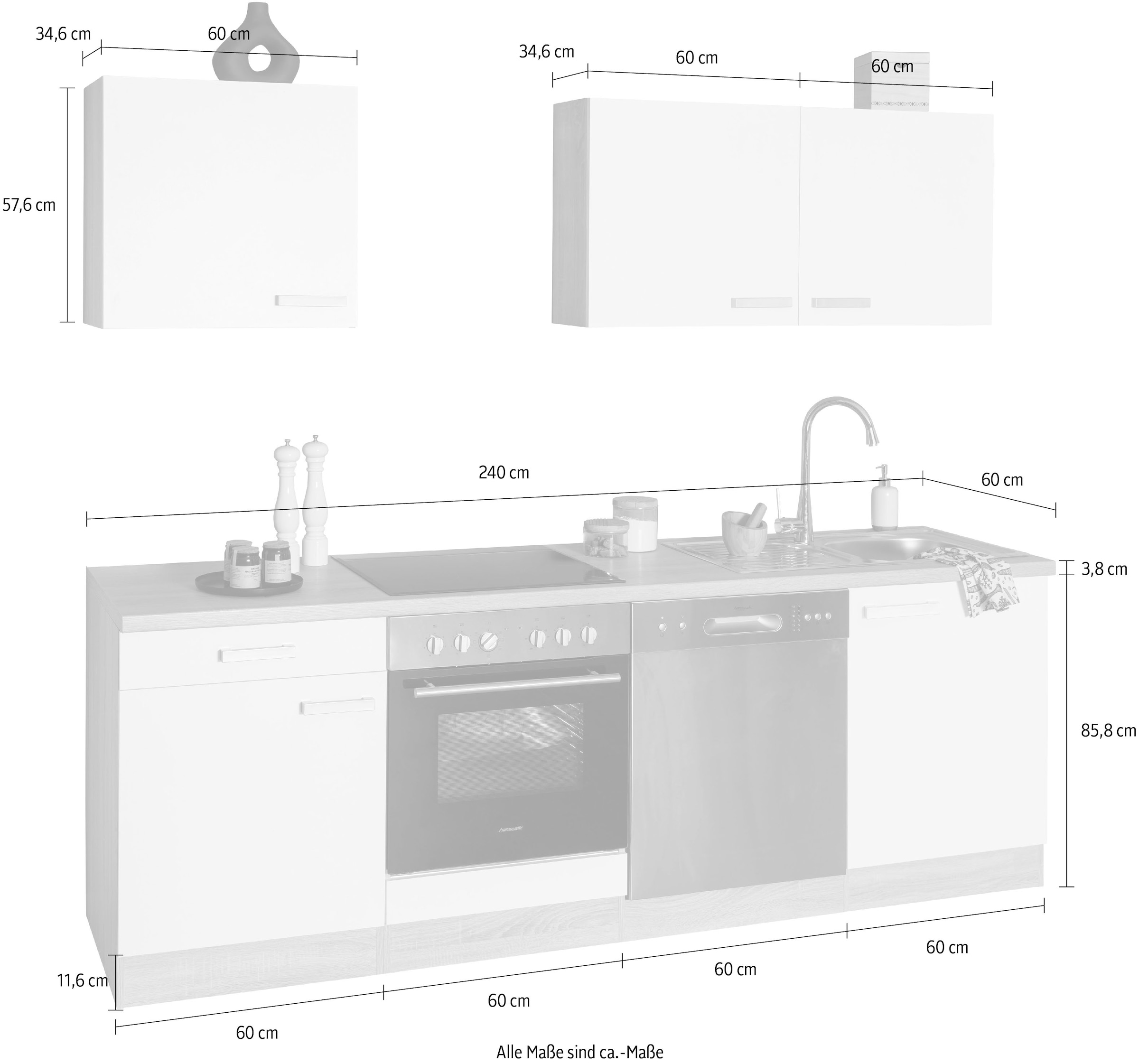 cm Küchenzeile der | 240 kaufen Elektrogeräte HANSEATIC inkl. BAUR »Leer«, breit, OPTIFIT Marke