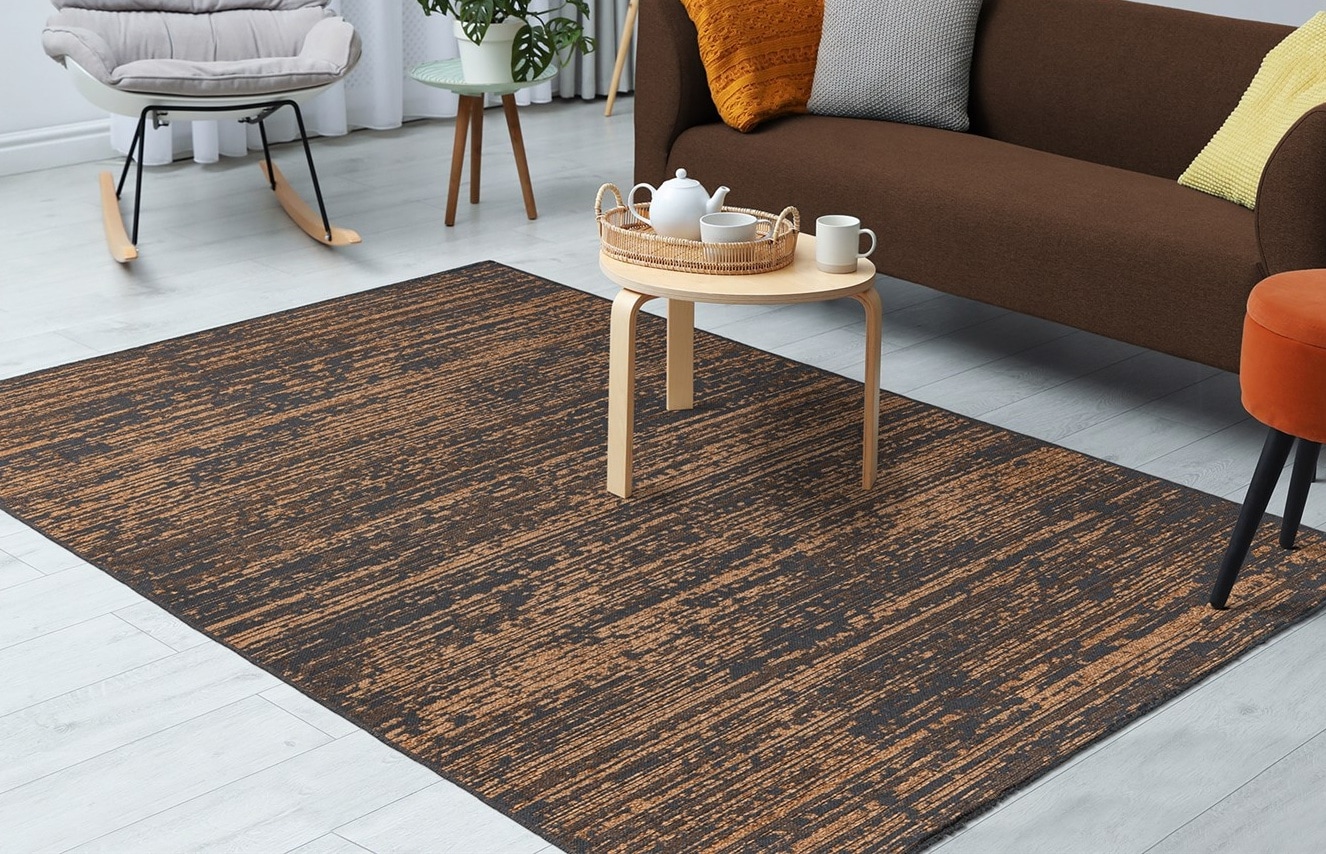 Teppich KAYOOM "Kalevi 100", gelb, B:120cm H:8mm L:170cm, Polyester, Teppiche, Teppich, Flachgewebe