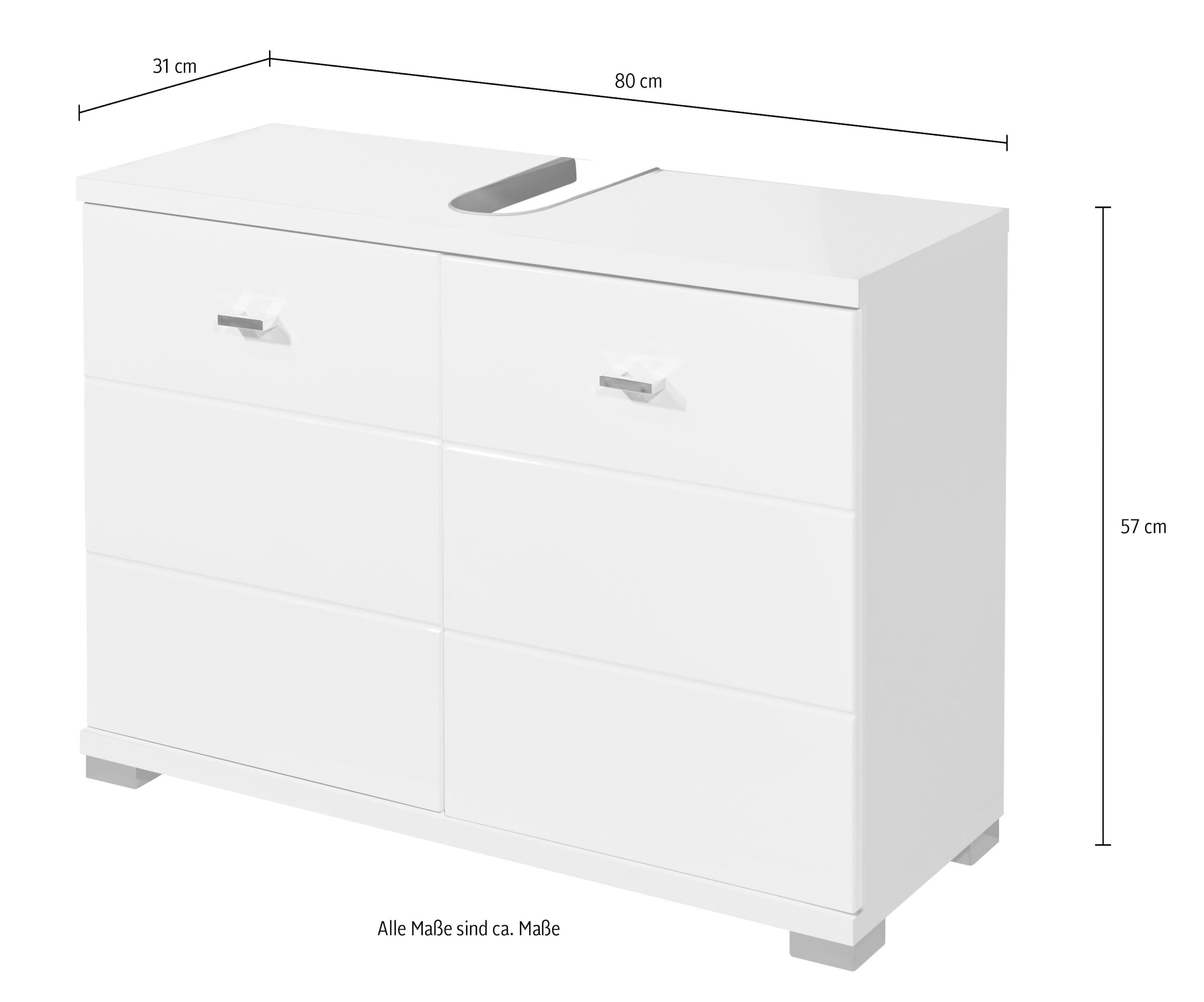 BASIC by Balculina Waschbeckenunterschrank »Pool, Badezimmerschrank BxHxT 80x57x31«, (1 St.), Breite 80cm, Tür L/R montierbar
