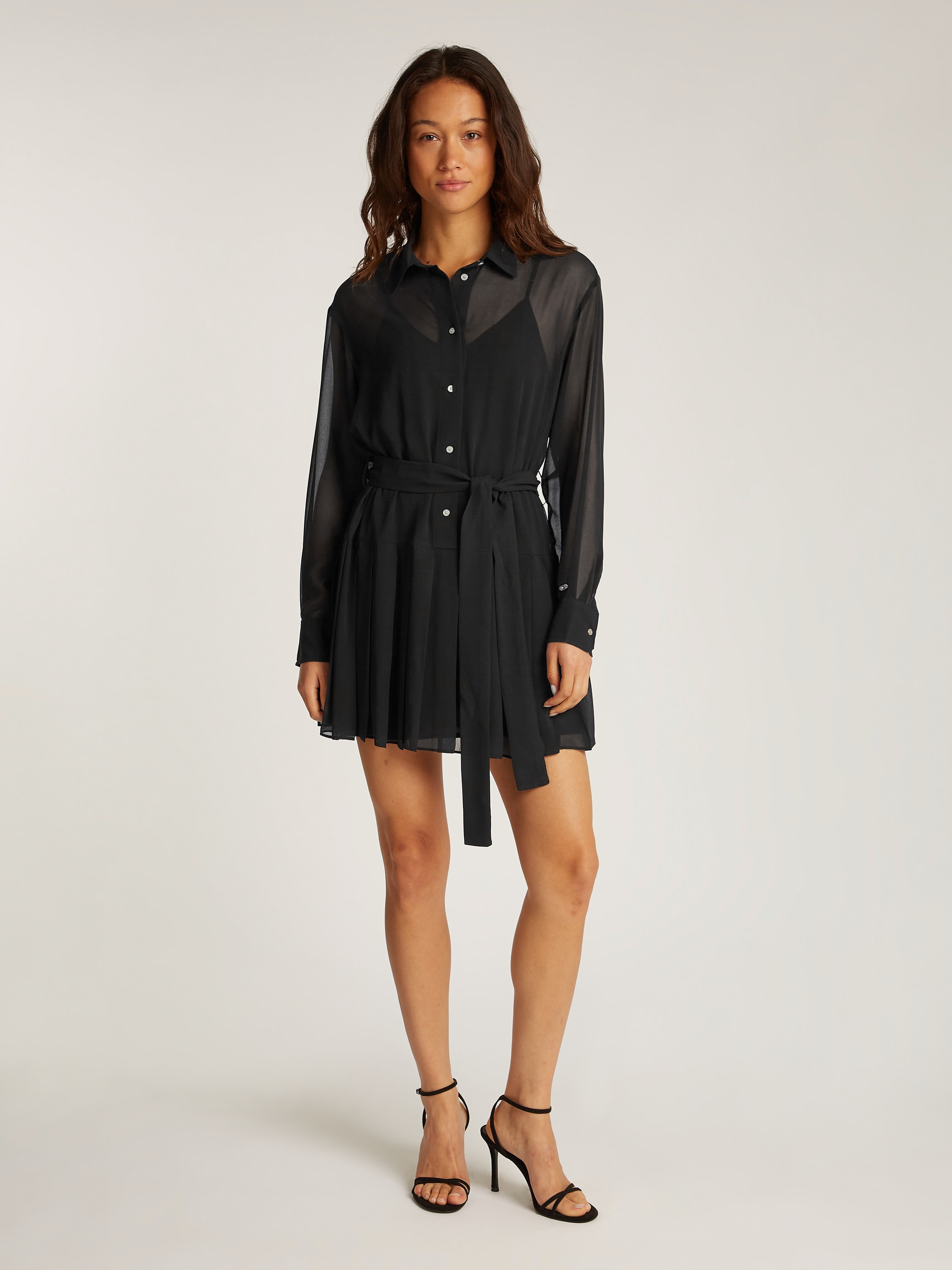 Tommy Jeans Hemdblusenkleid "TJW STAR MINI SHIRT DRESS EXT", im transparenten Look