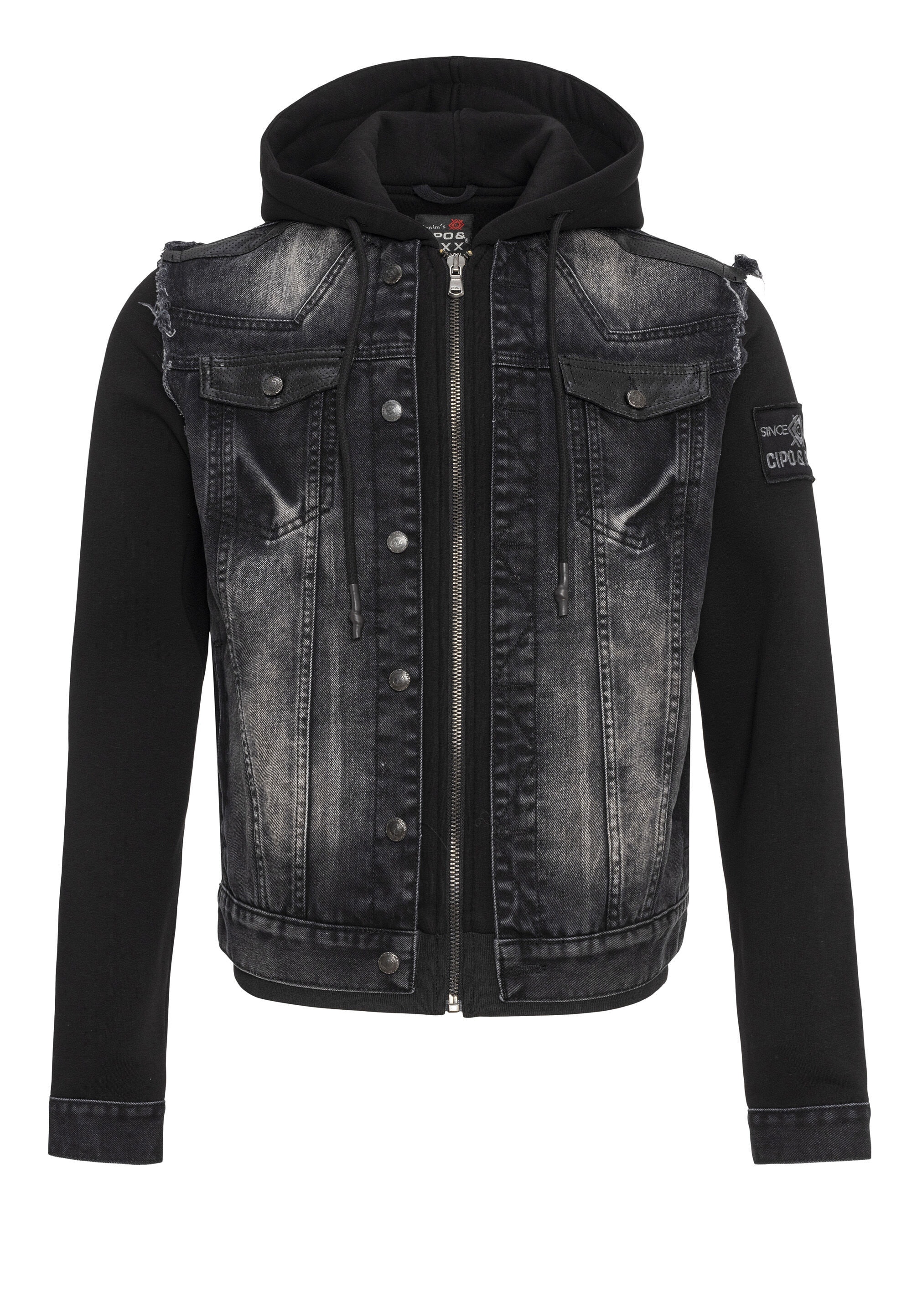 Cipo & Baxx Jeansjacke »CJ307« mit Kapuze Abgerundet mit metallischen Details