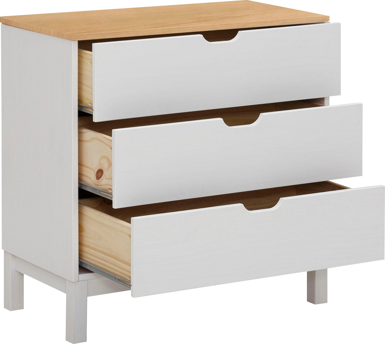 Home affaire Kommode »Post«, aus massivem Kiefernholz, mit Stauraummöglichkeiten, Breite 76 cm