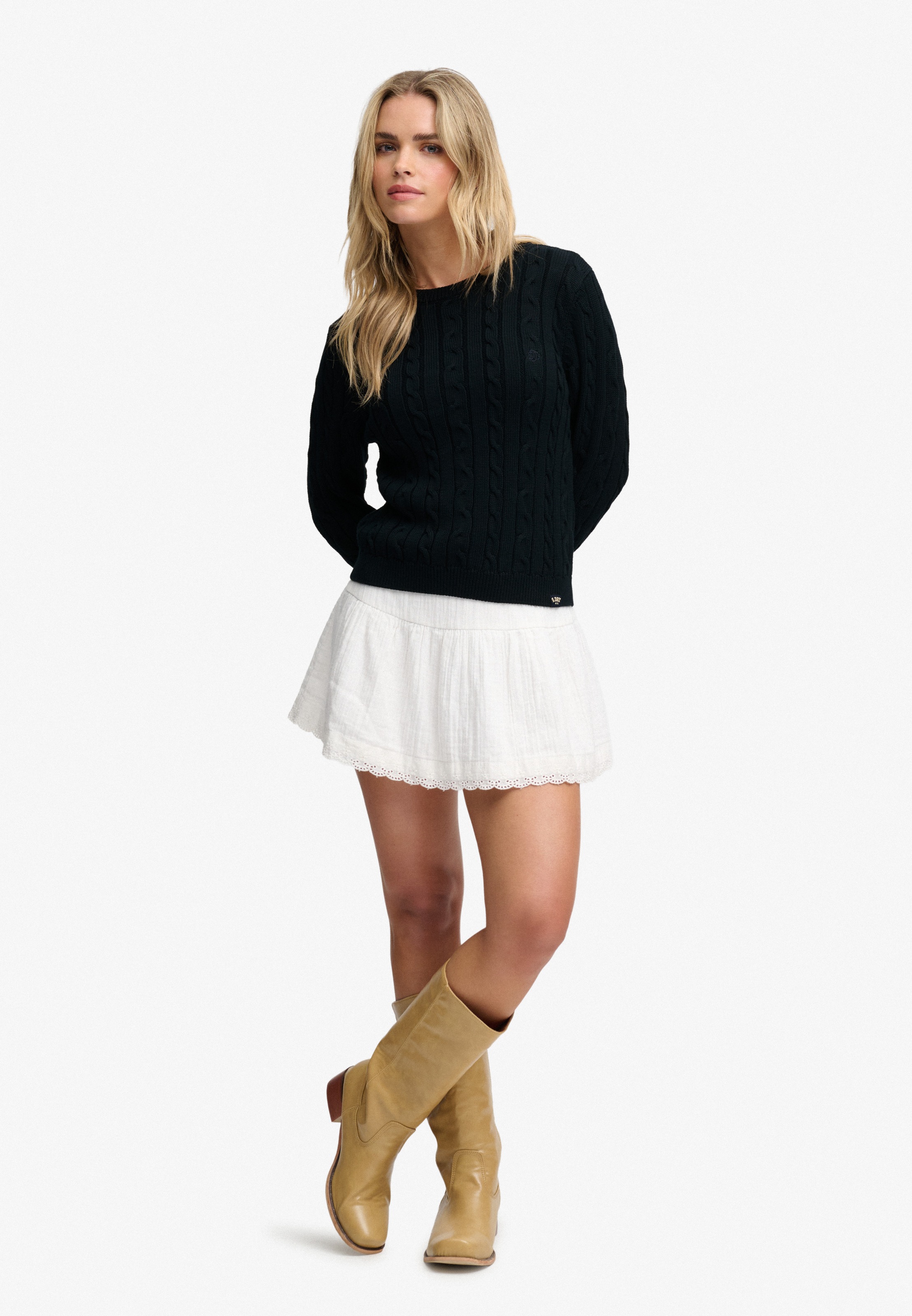 Superdry Strickpullover »ESSENTIALS SD&CO CABLE JUMPER« Kunstfaser, relaxed fit