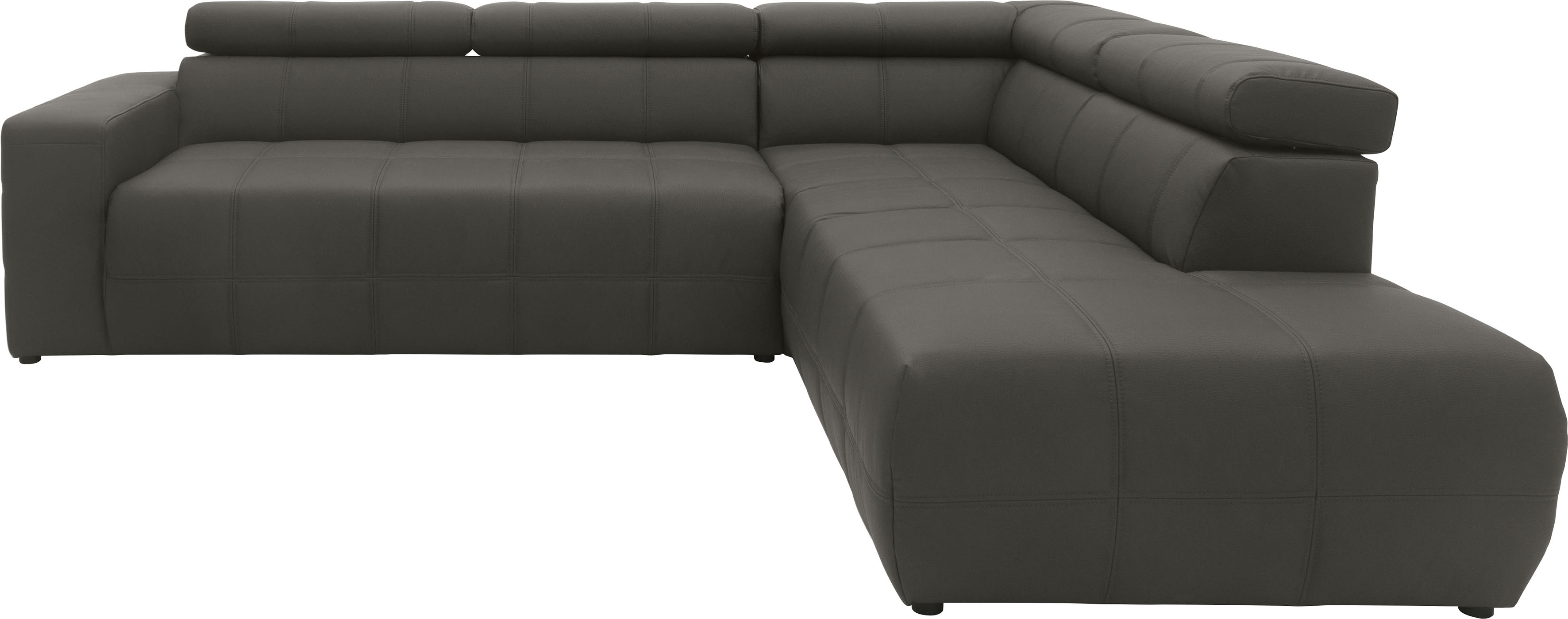 DOMO collection Ecksofa "BRANDON bequem, Breite 275cm, L-Form, auch in Leder" inklusive Kopfteilverstellung, wahlweise mit Sitztiefenverstellung