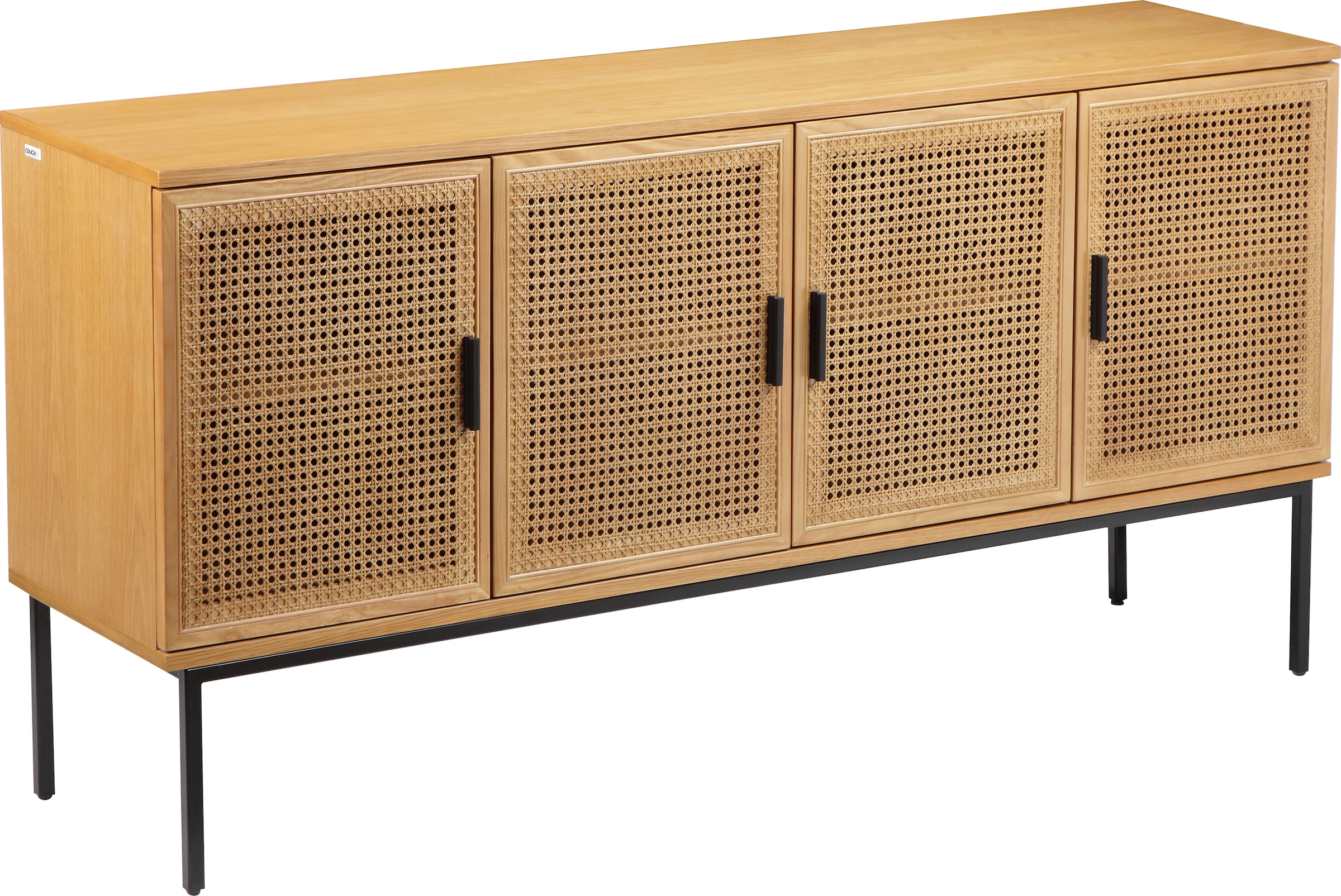 COUCH♥ Sideboard "Feines Geflecht", Mit Rattan-Geflecht Einsatz, 4-türig günstig online kaufen