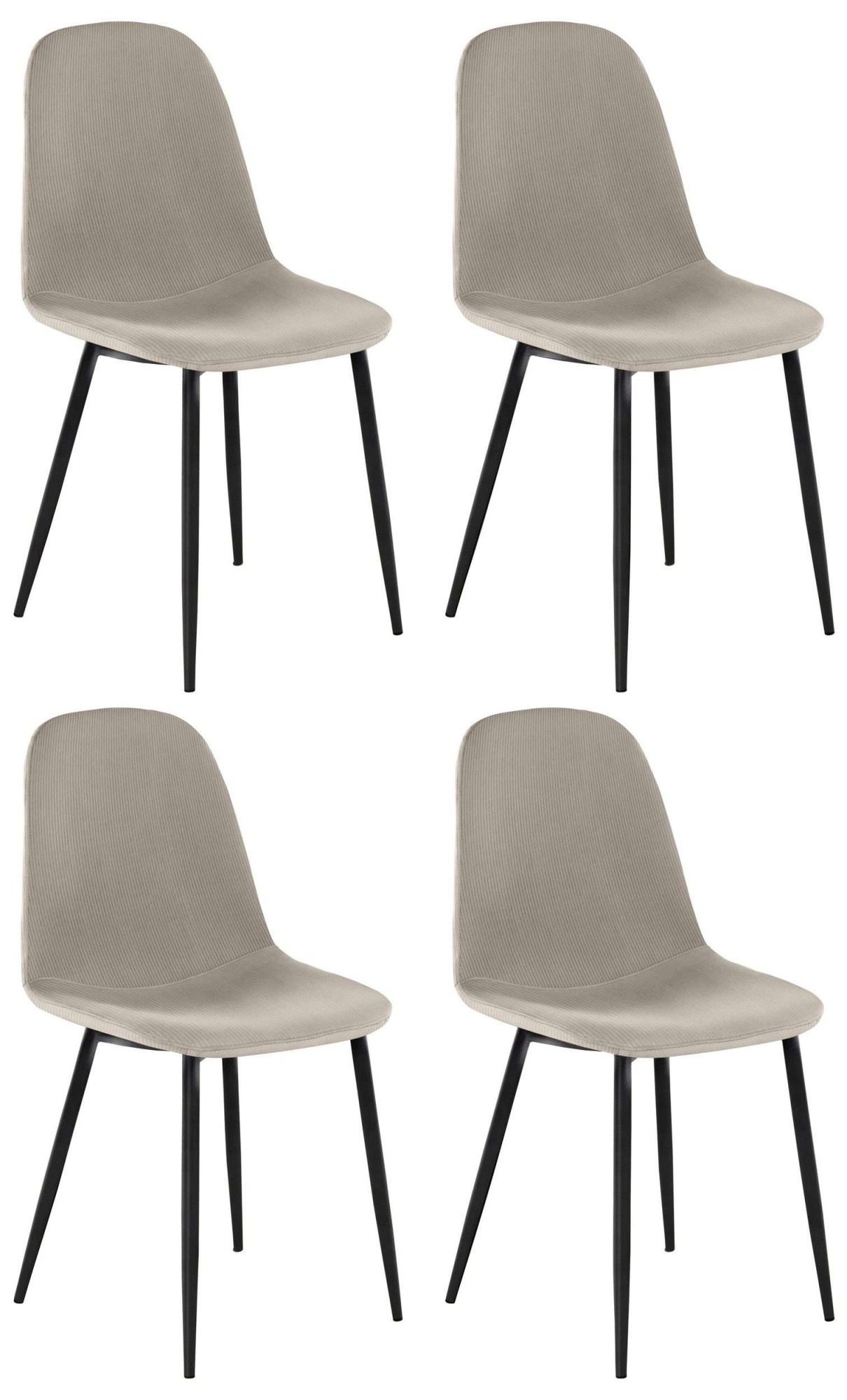 INOSIGN Essgruppe »Danny-Miller«, (Set, 5 tlg., Set 100 cm), Glastisch 100x100 cm mit 4 Stühlen in Cord, Gestell aus Metall