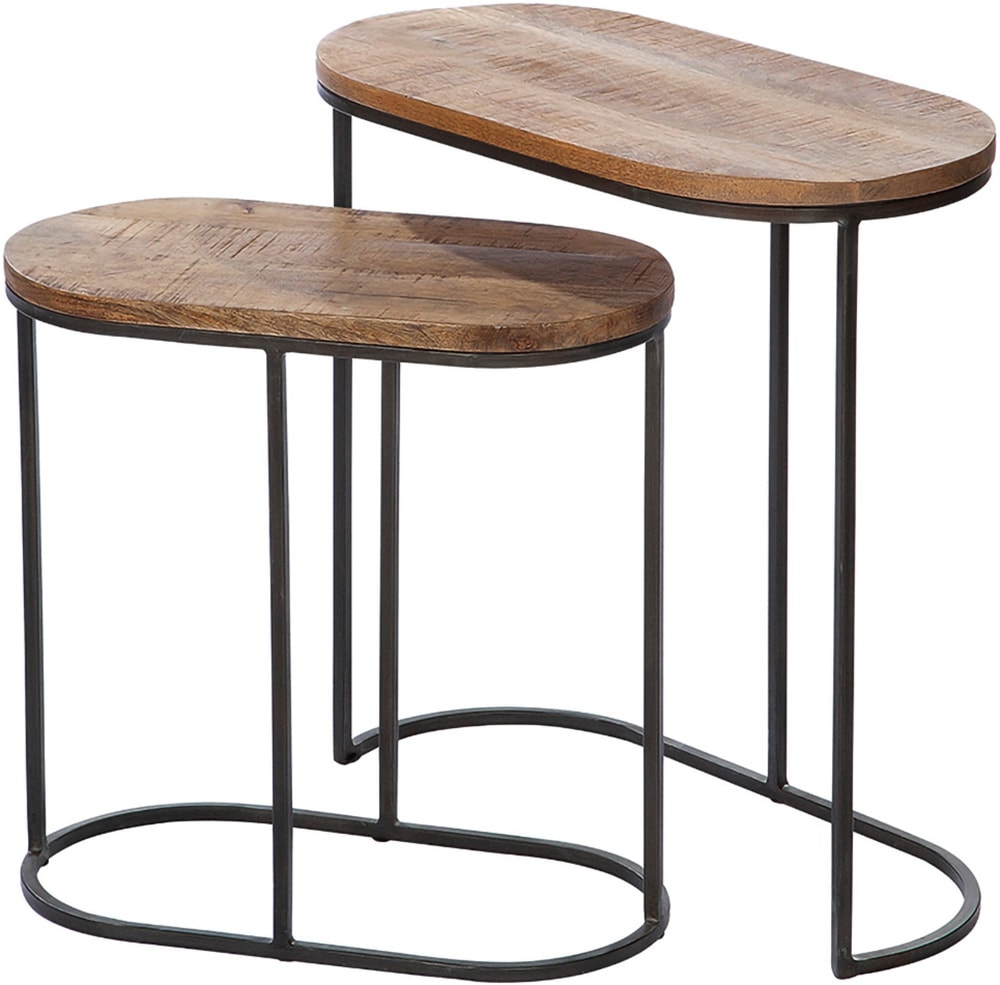 GILDE Beistelltisch "2er Set Beistelltisch oval Camara" 2 Stk. tlg. Wohnzimmer, Ablagetisch, Sofatisch, Beistellmöbel, Interior