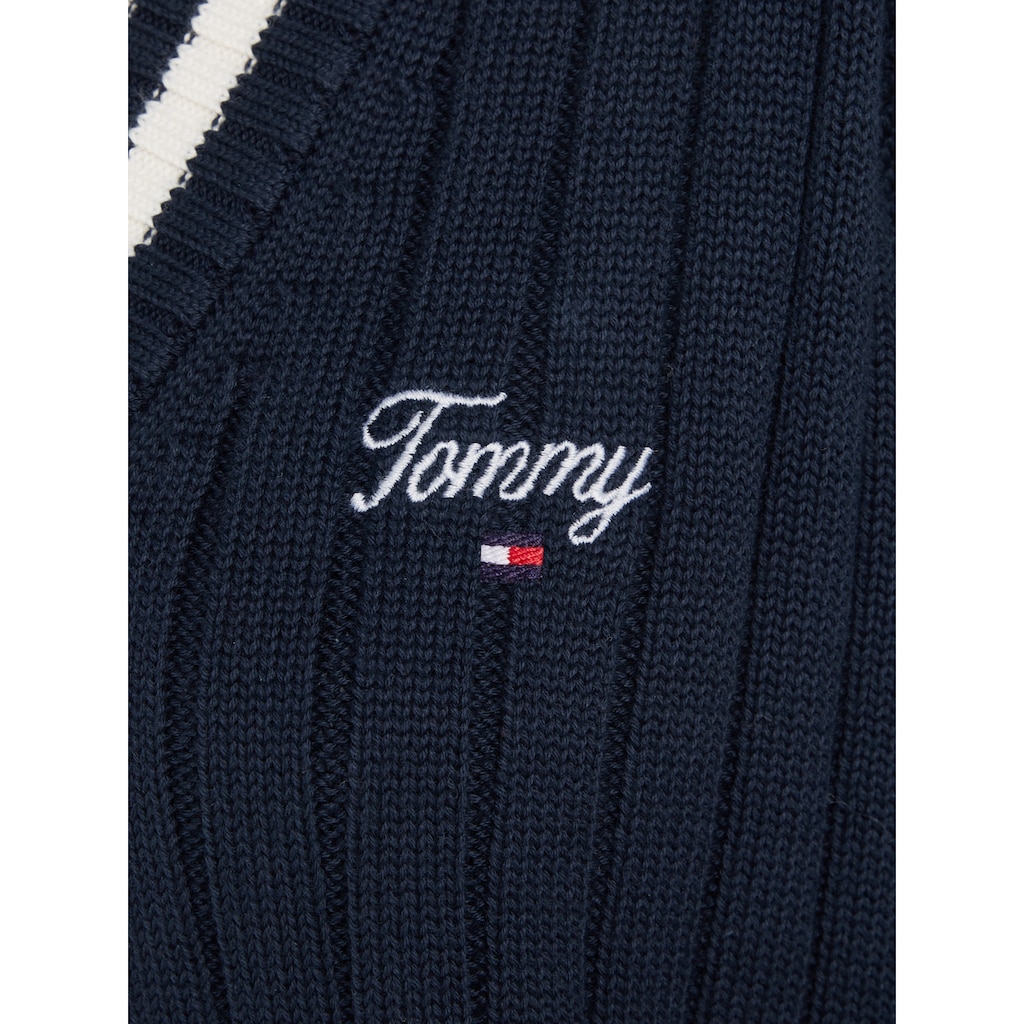 Tommy Jeans Strickpullover »TJW SCRIPT V NECK RIB SWEATER«