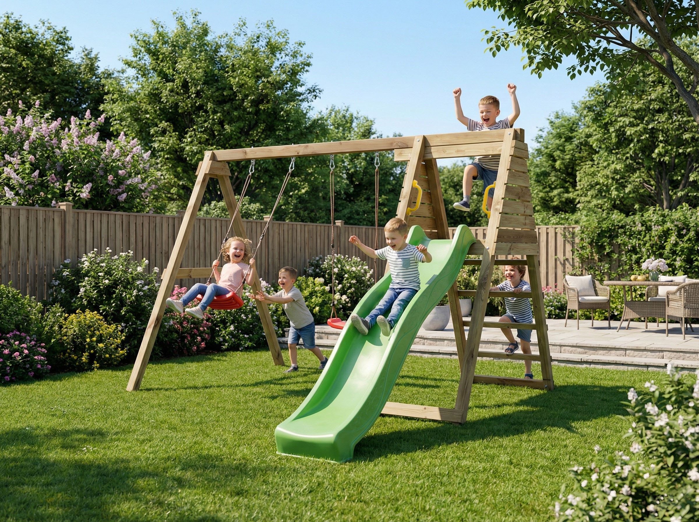 FUNGOO Spielturm »MaxPlay - Gym« mit Rutsche und Doppelschaukel