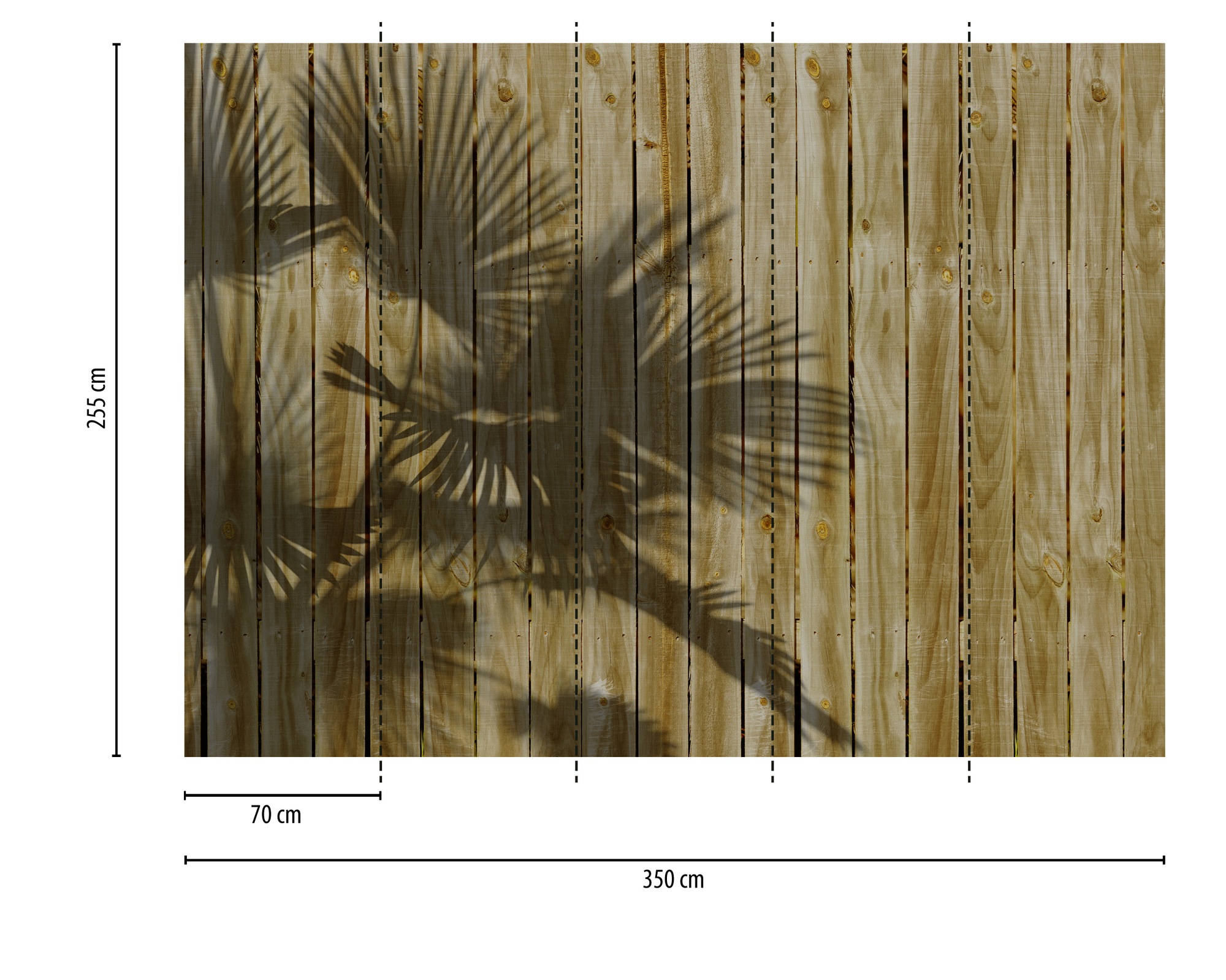 A.S. Création Vliestapete »Fototapete Palmenschatten auf Holzoptik Braun« matt strukturiert
