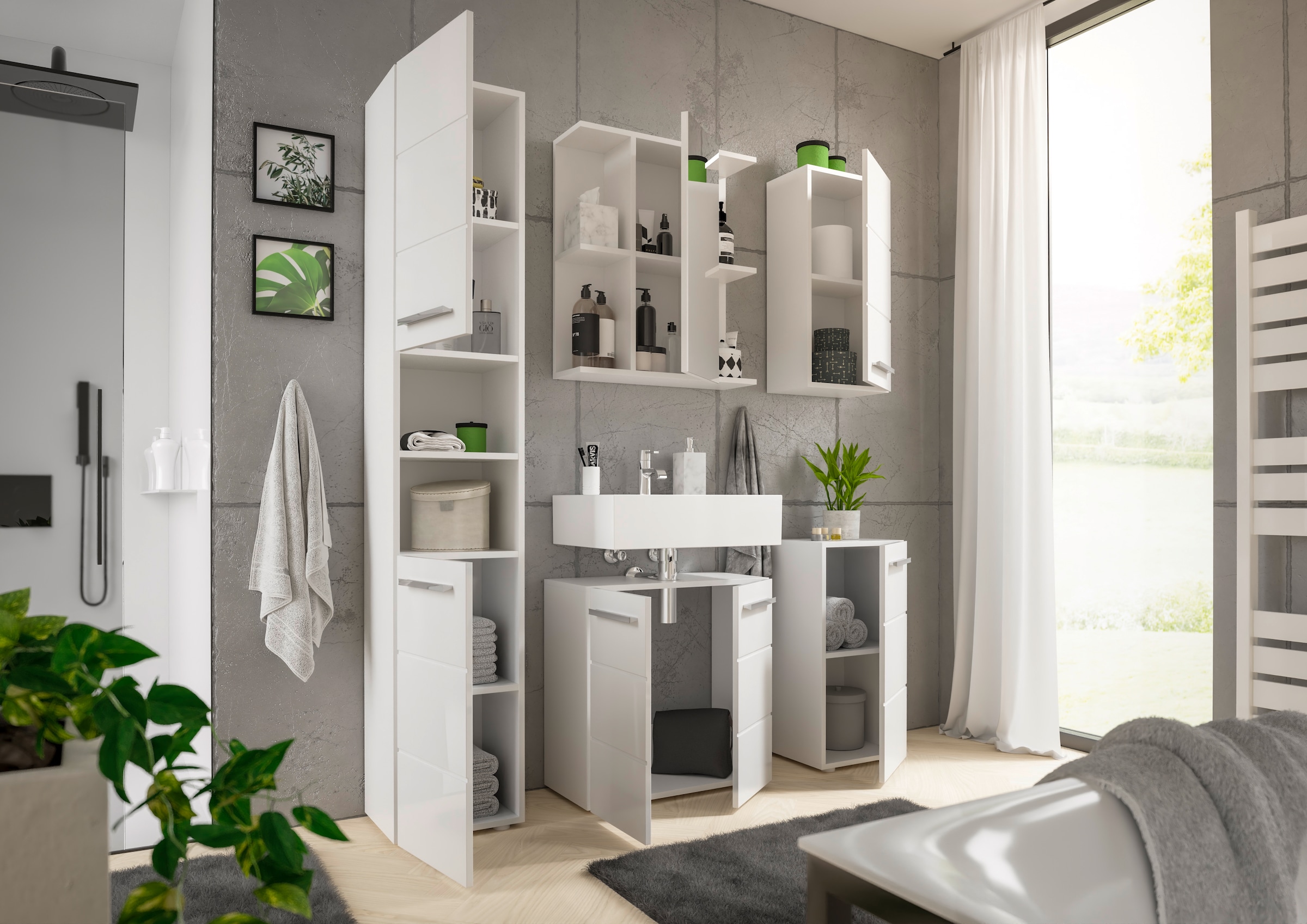 BASIC by Balculina Waschbeckenunterschrank »Mandi« 1 Stk. tlg. Breite 60cm, hochglanz Front