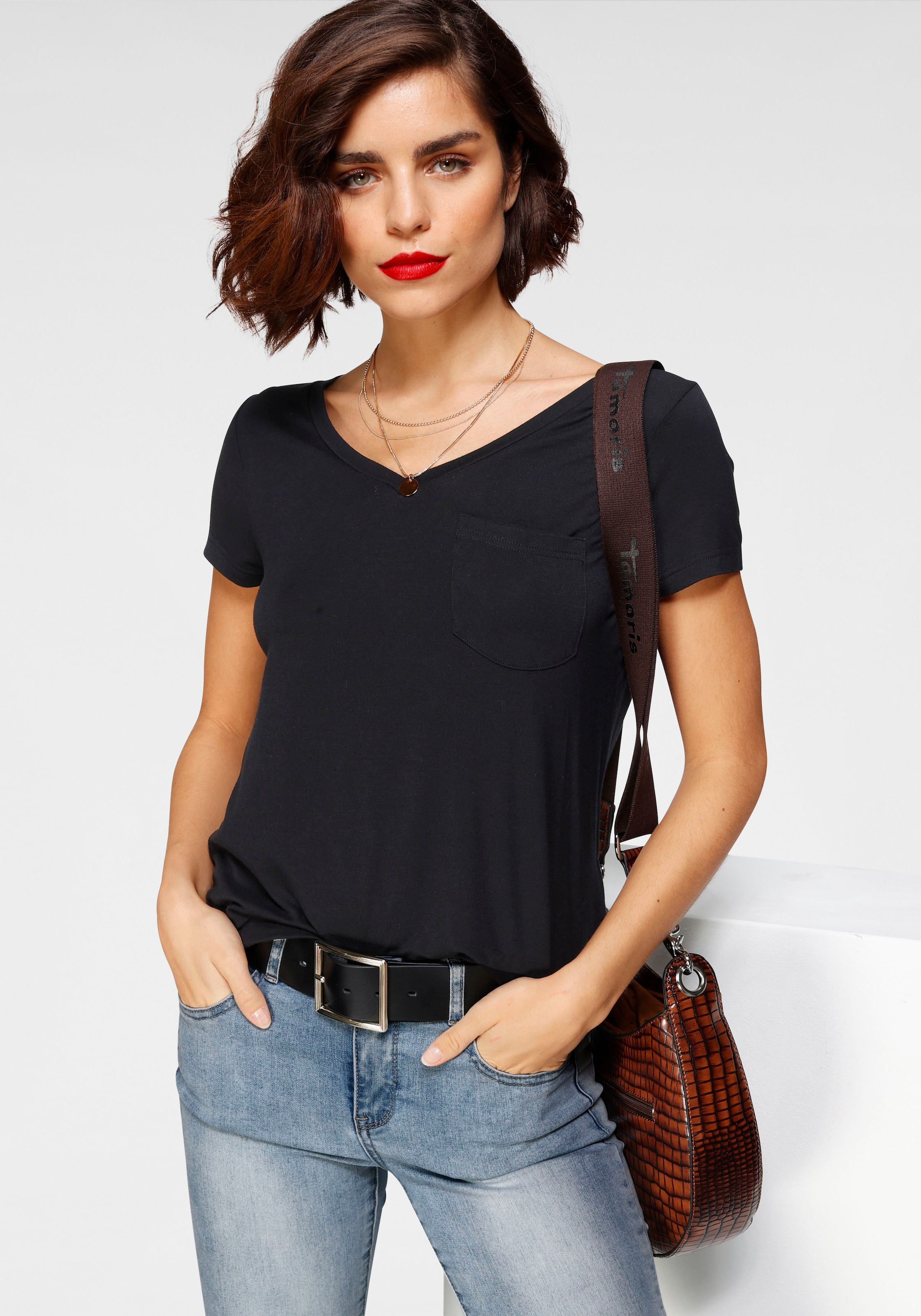 Tamaris T-Shirt, lässige Passform, aus elastischem Jersey günstig online kaufen