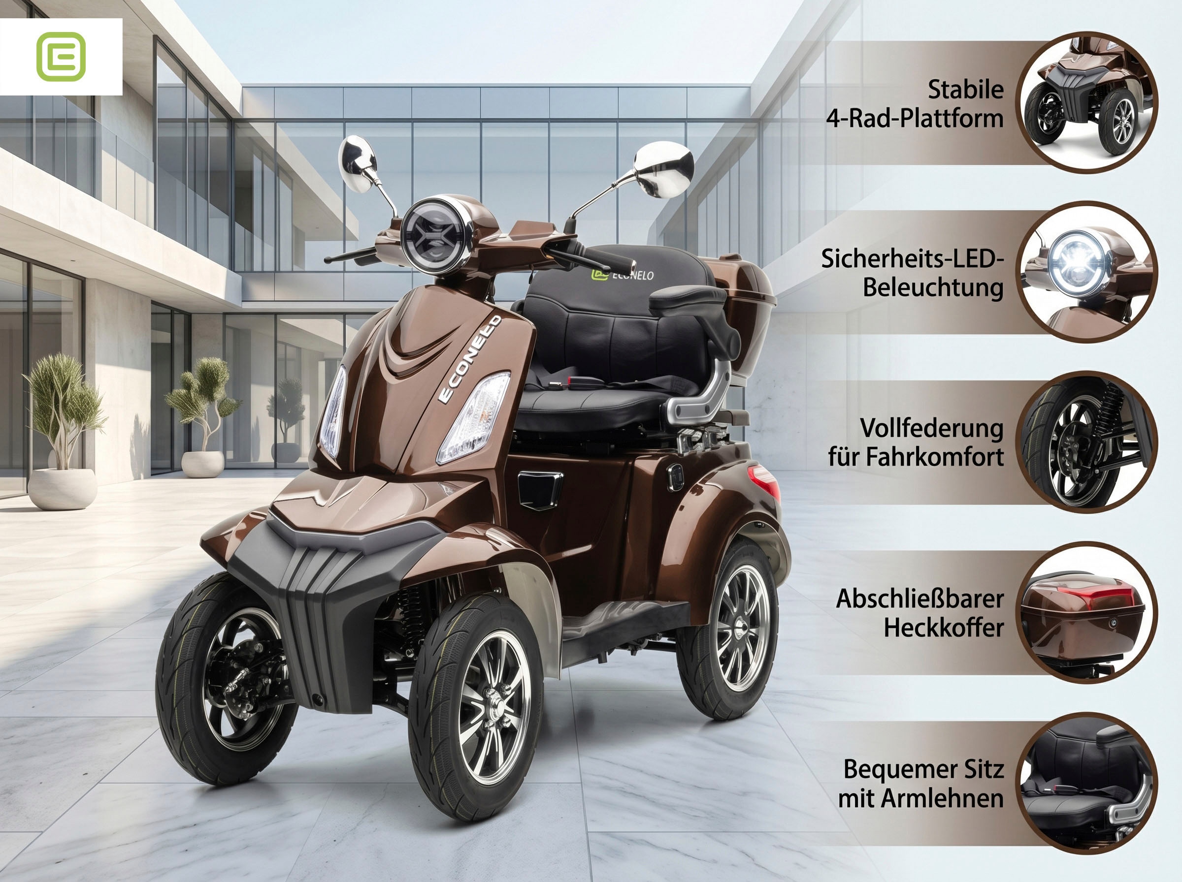 ECONELO Elektromobil »E-Seniorenmobil MAXXI 4.0, Lithium-Akku, 4-Rad, 60V, 1000 Watt« 1.000 W 25 km/h