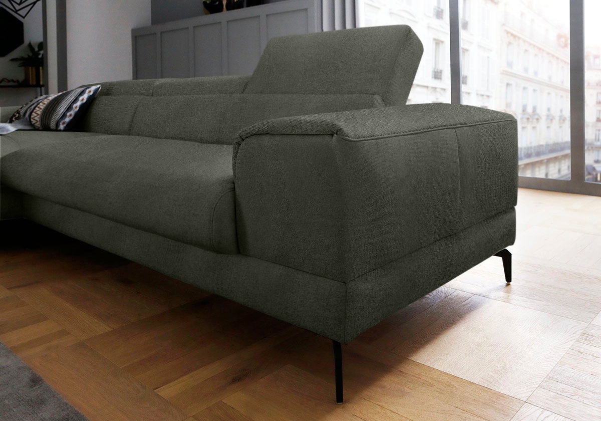 W.SCHILLIG Ecksofa »piedroo, Designsofa mit tollem Sitzkomfort, L-Form«, Kopfteilverstellung, wahlweise mit Sitztiefenverstellung, Breite 303cm