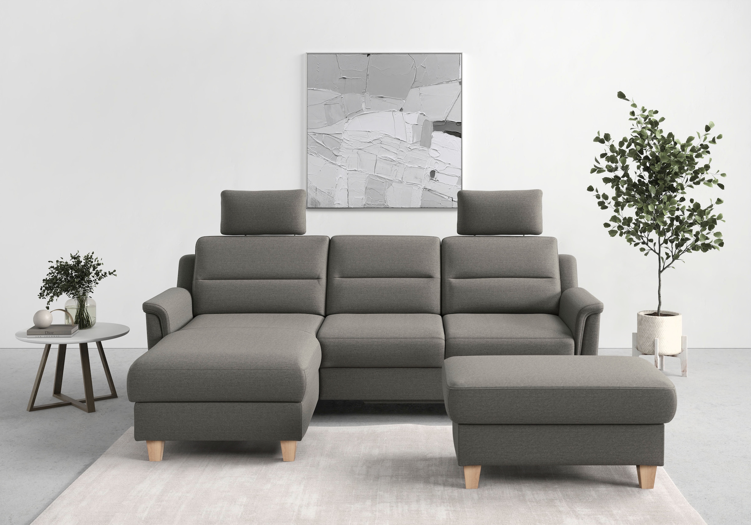 sit&more Ecksofa "Farö L-Form" inklusive Federkern, wahlweise mit Schlaffunktion und Bettkasten