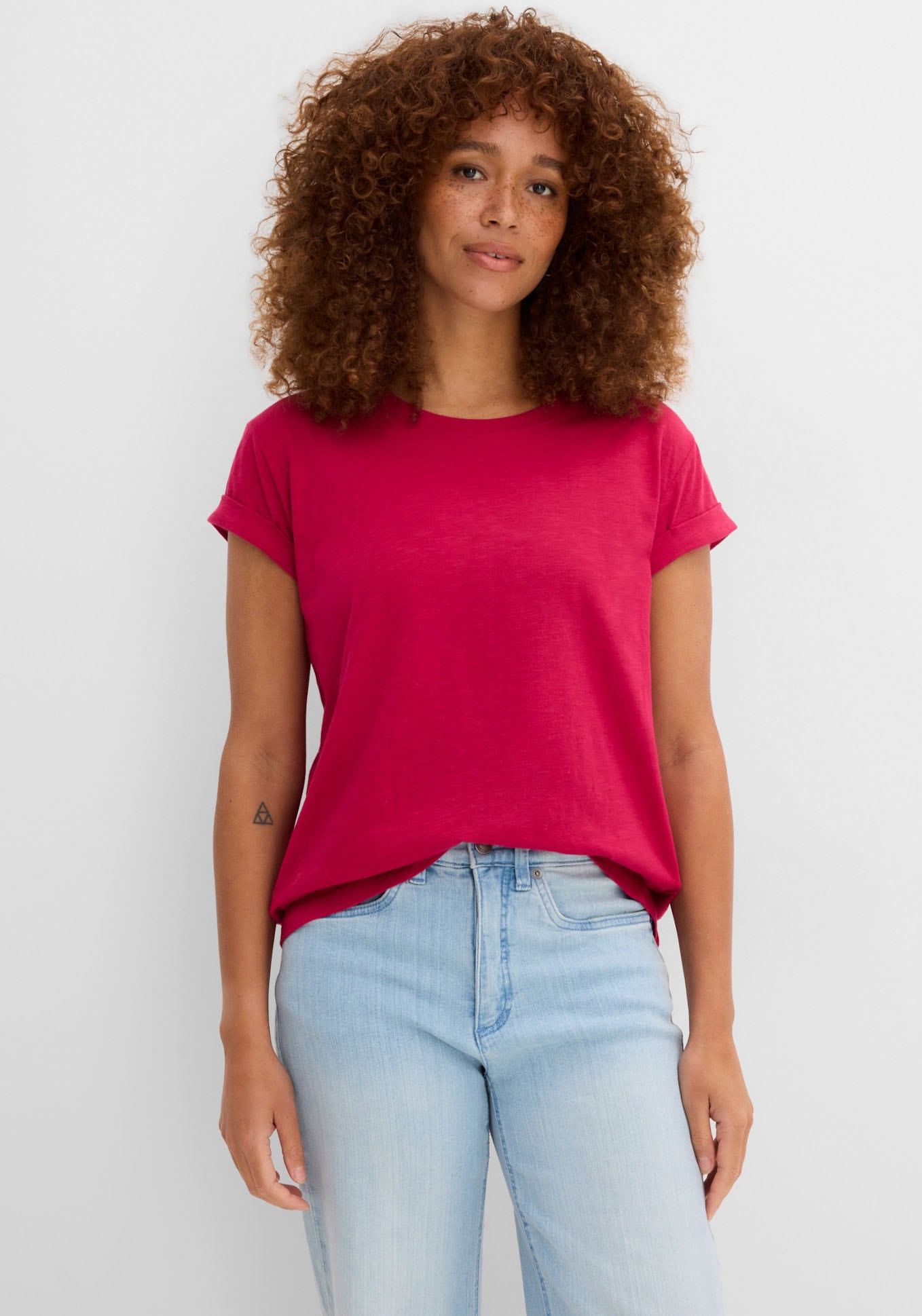 bonprix T-Shirt "Boxy-Shirt" lockere, figurumspielende Passform, Kurzarm, Rundhalsausschnitt