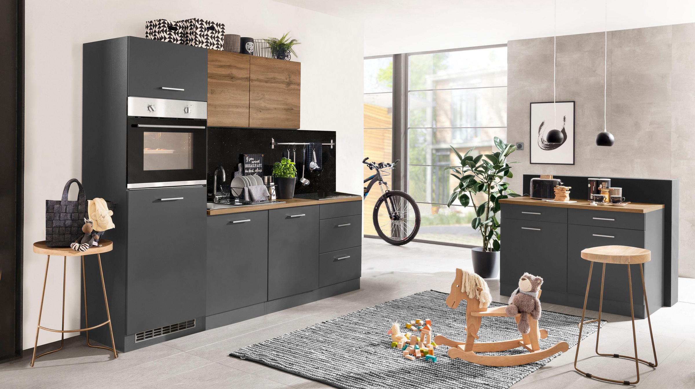 KOCHSTATION Küchenzeile »KS-Kehl«, ohne E-Geräte, Breite 240 cm, für Kühlschrank und Geschirrspüler