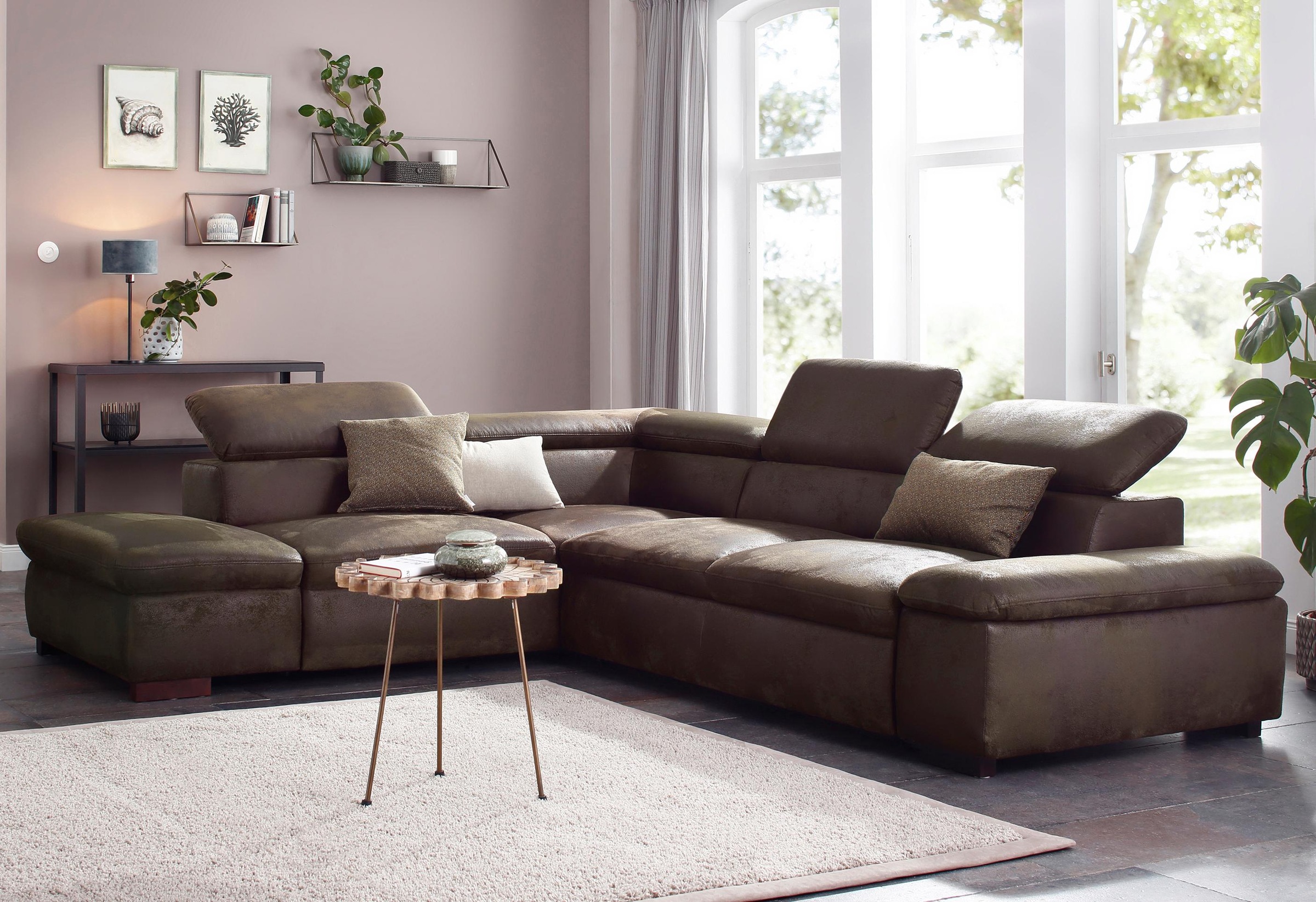 Home affaire Ecksofa »Alberto L-Form«, mit Kopfteilverstellung, wahlweise mit Bettfunktion