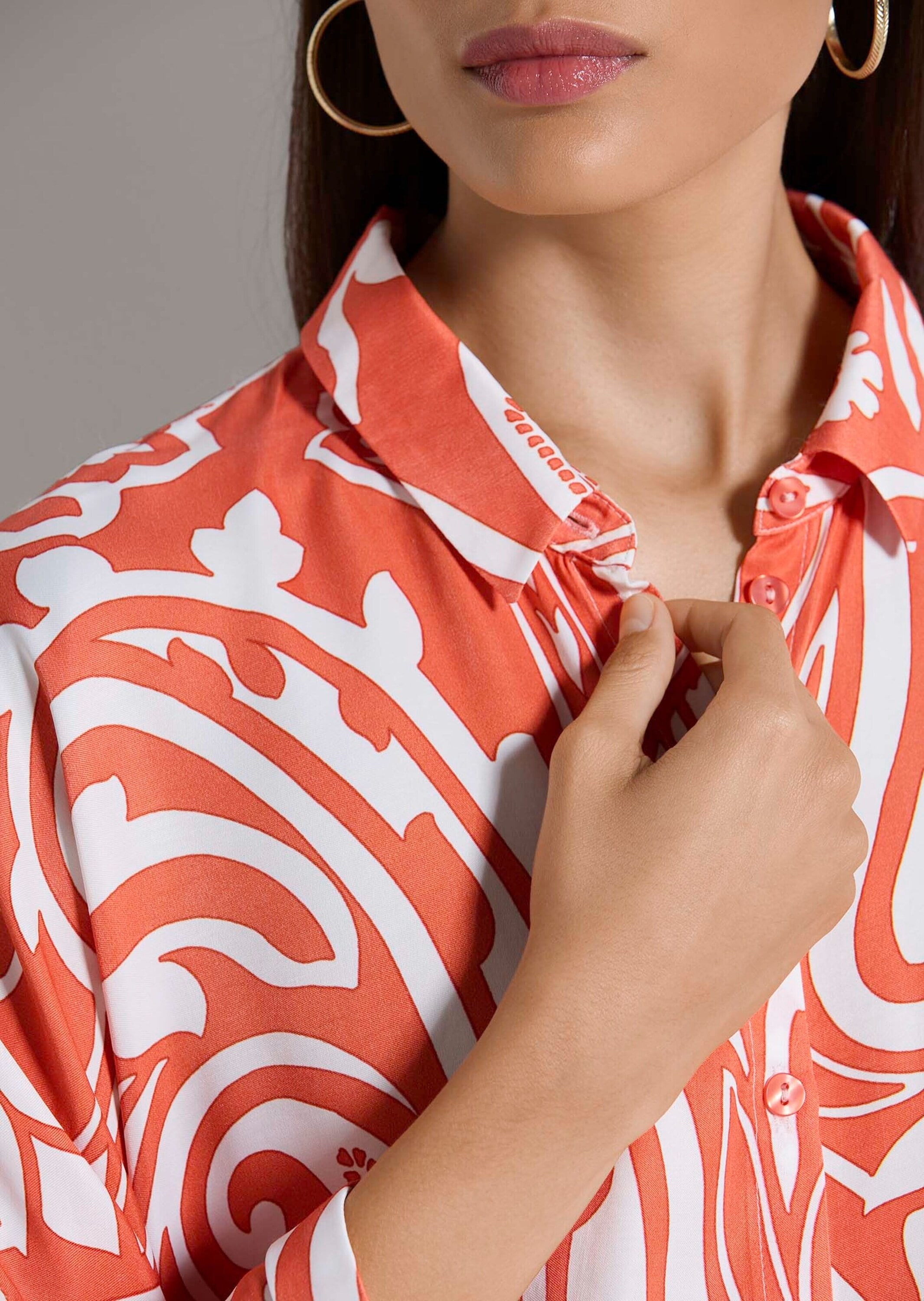 MADELEINE Langarmbluse »Hemdbluse Blusenshirt mit organischem Muster« Kimonoform
