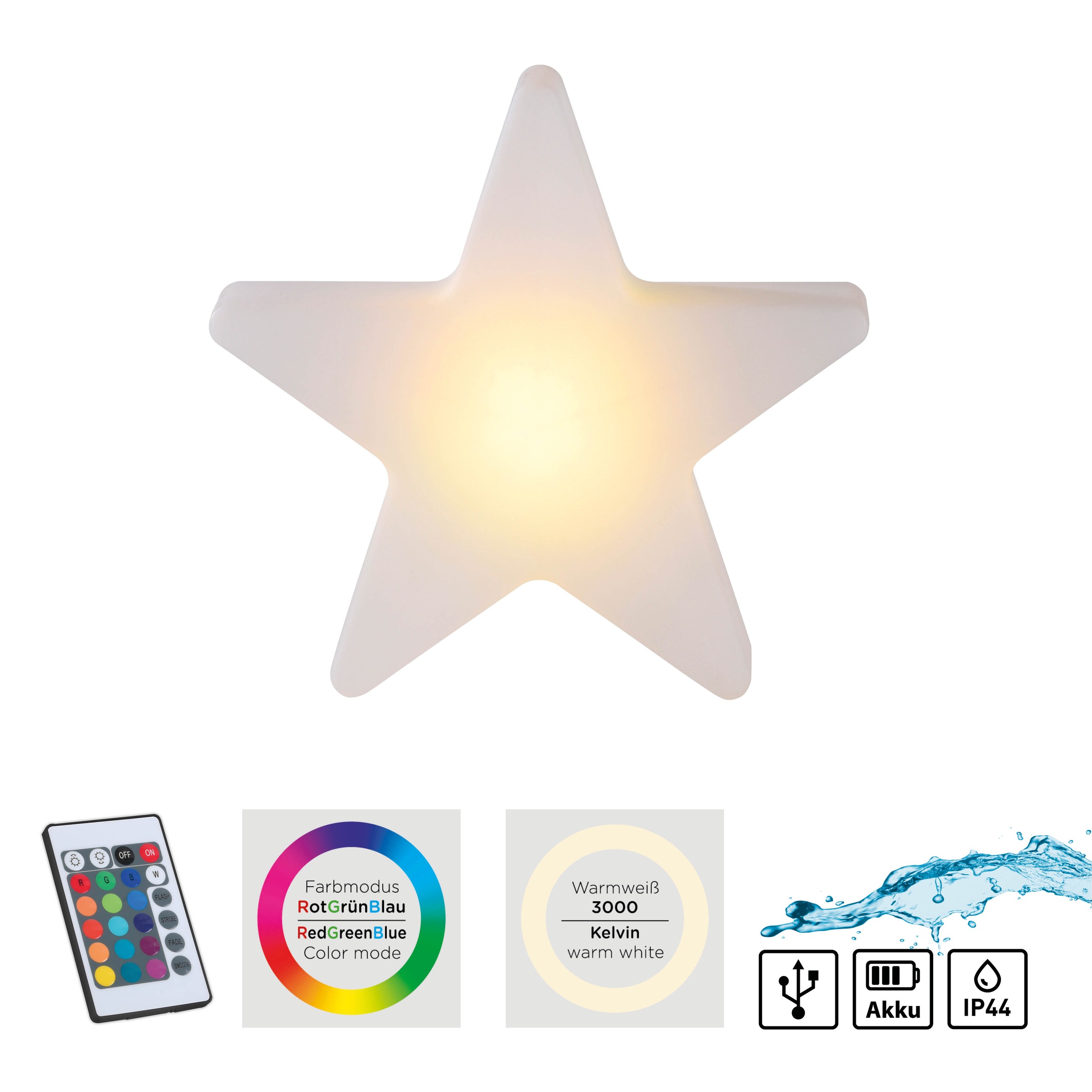 Just Light AKKU STAR LED Garden Light White 3
